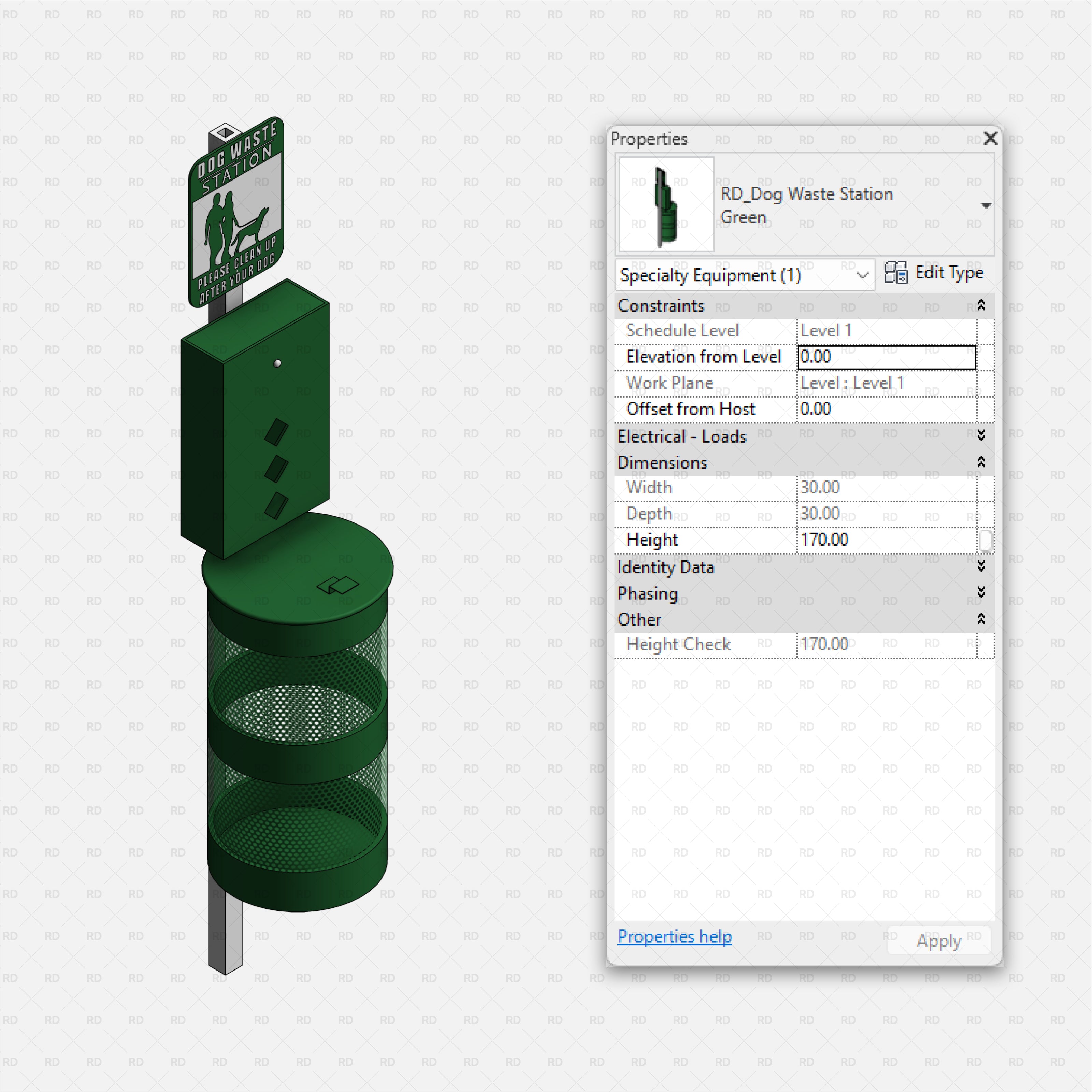 download high quality revit families RD Studio Dog park equipment dog 
waste station