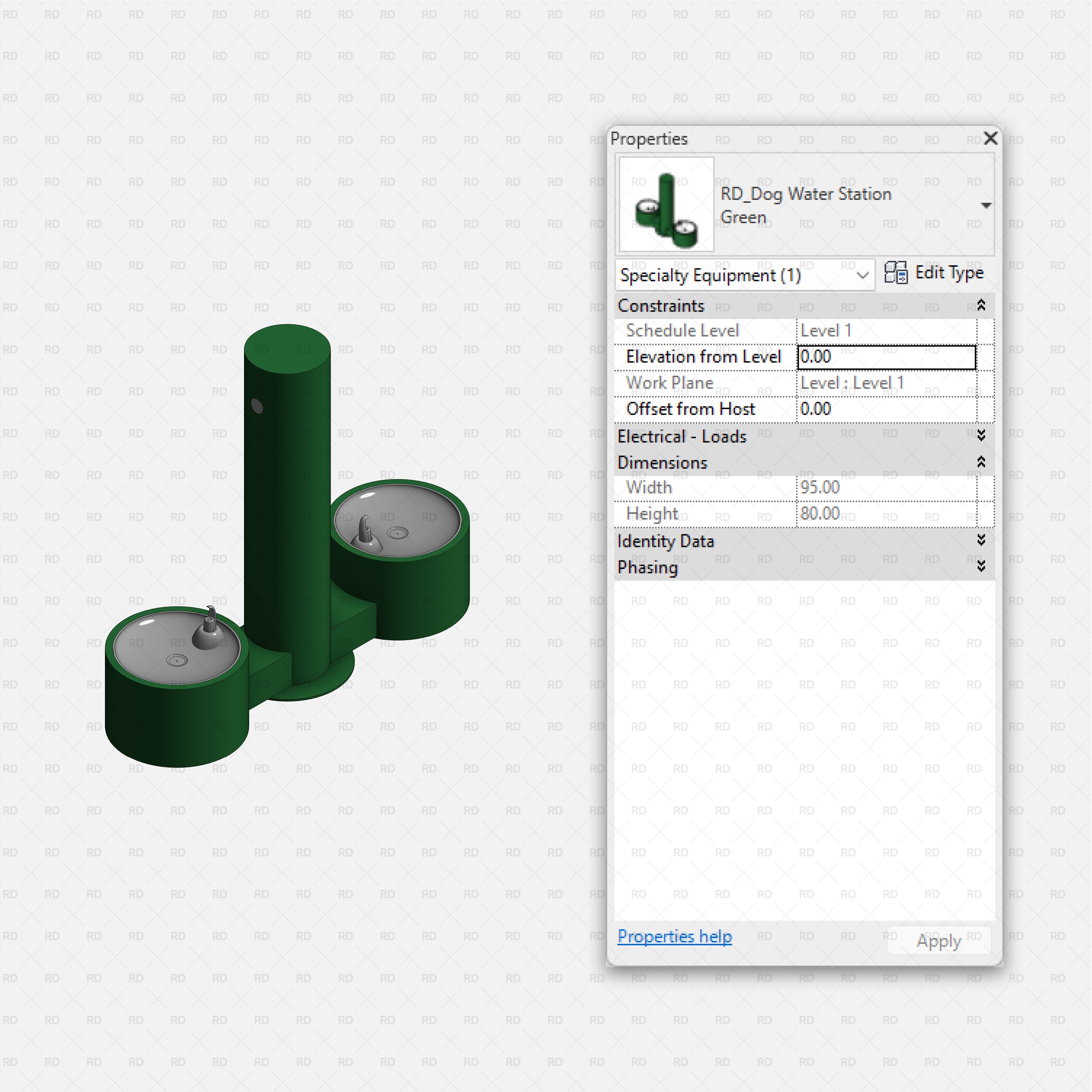 download high quality revit families RD Studio Dog park equipment dog water station