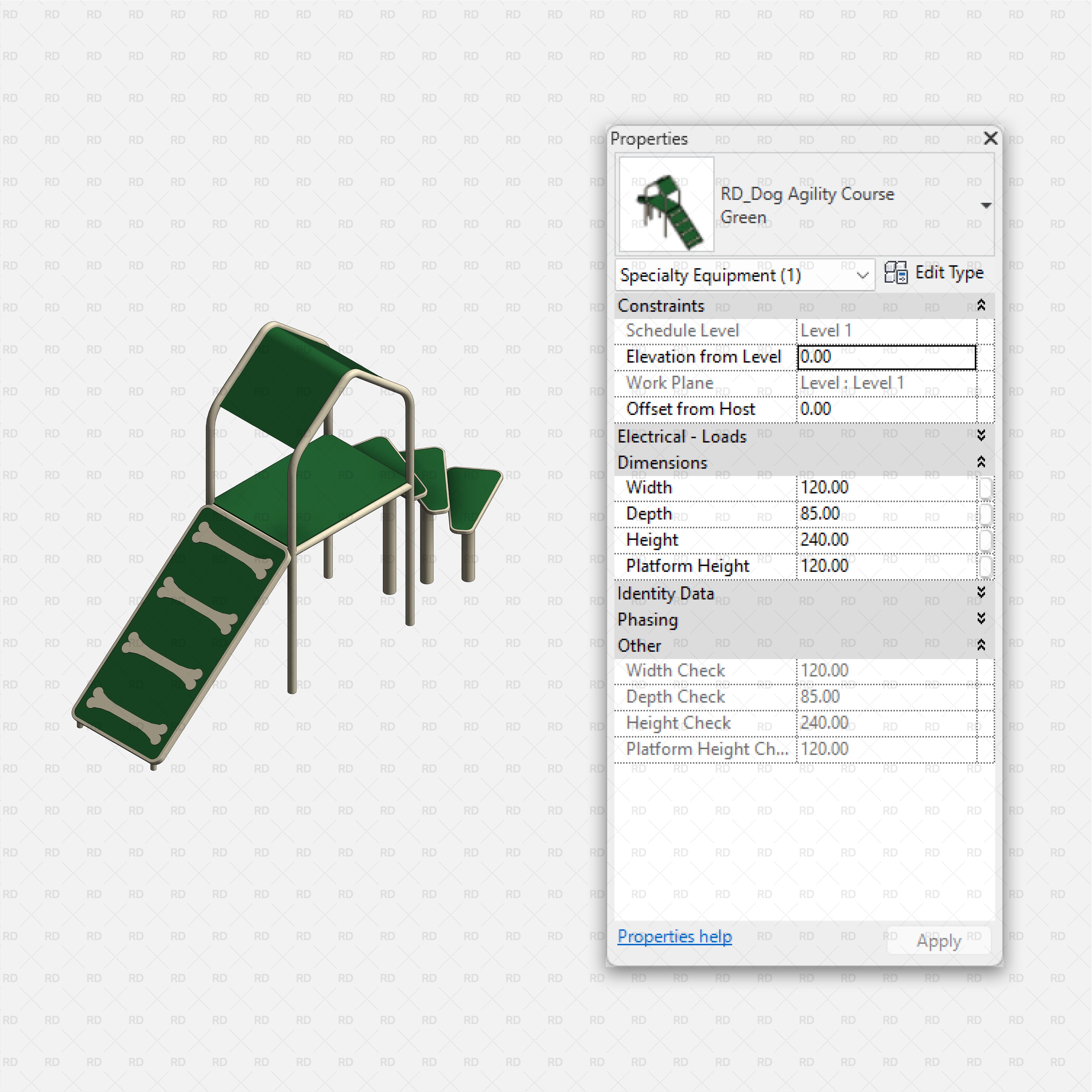 download high quality revit families RD Studio Dog park equipment agility course