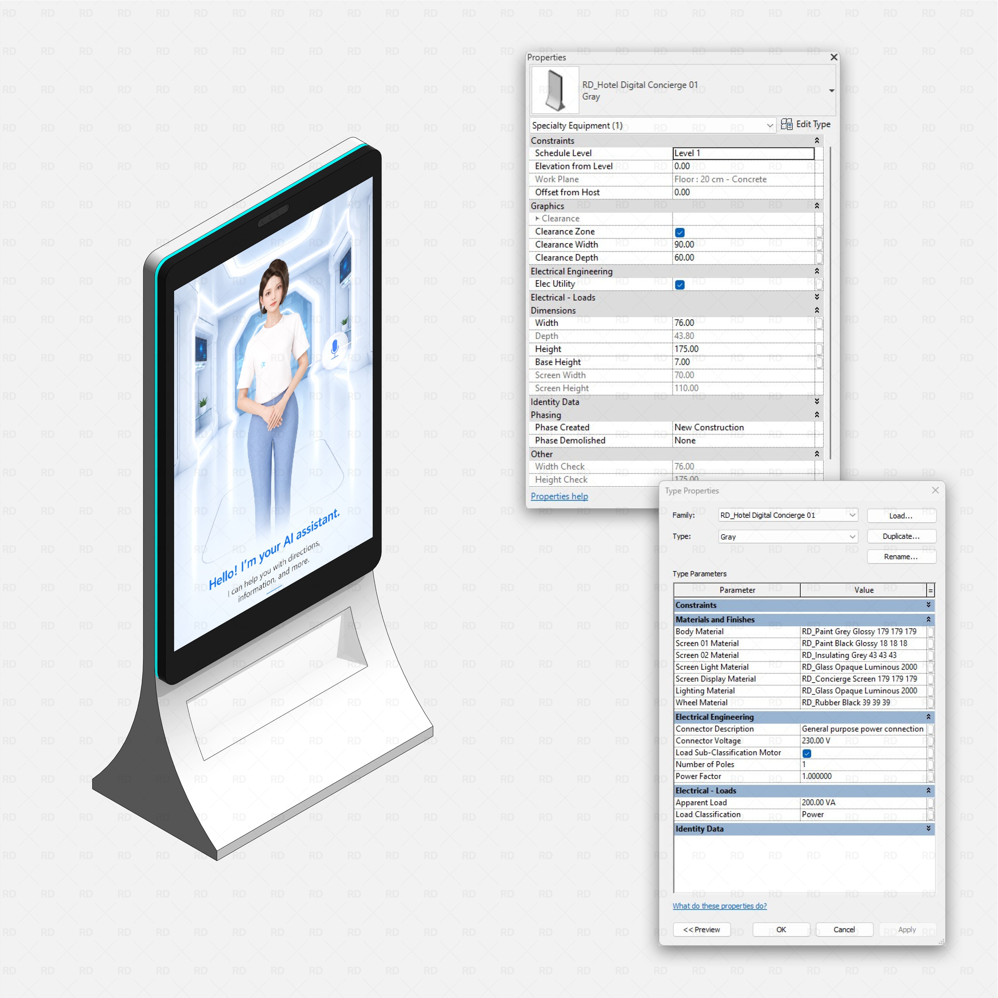 Revit hospitality robots Pack RD Studio BIM blocks rfa digital concierge
