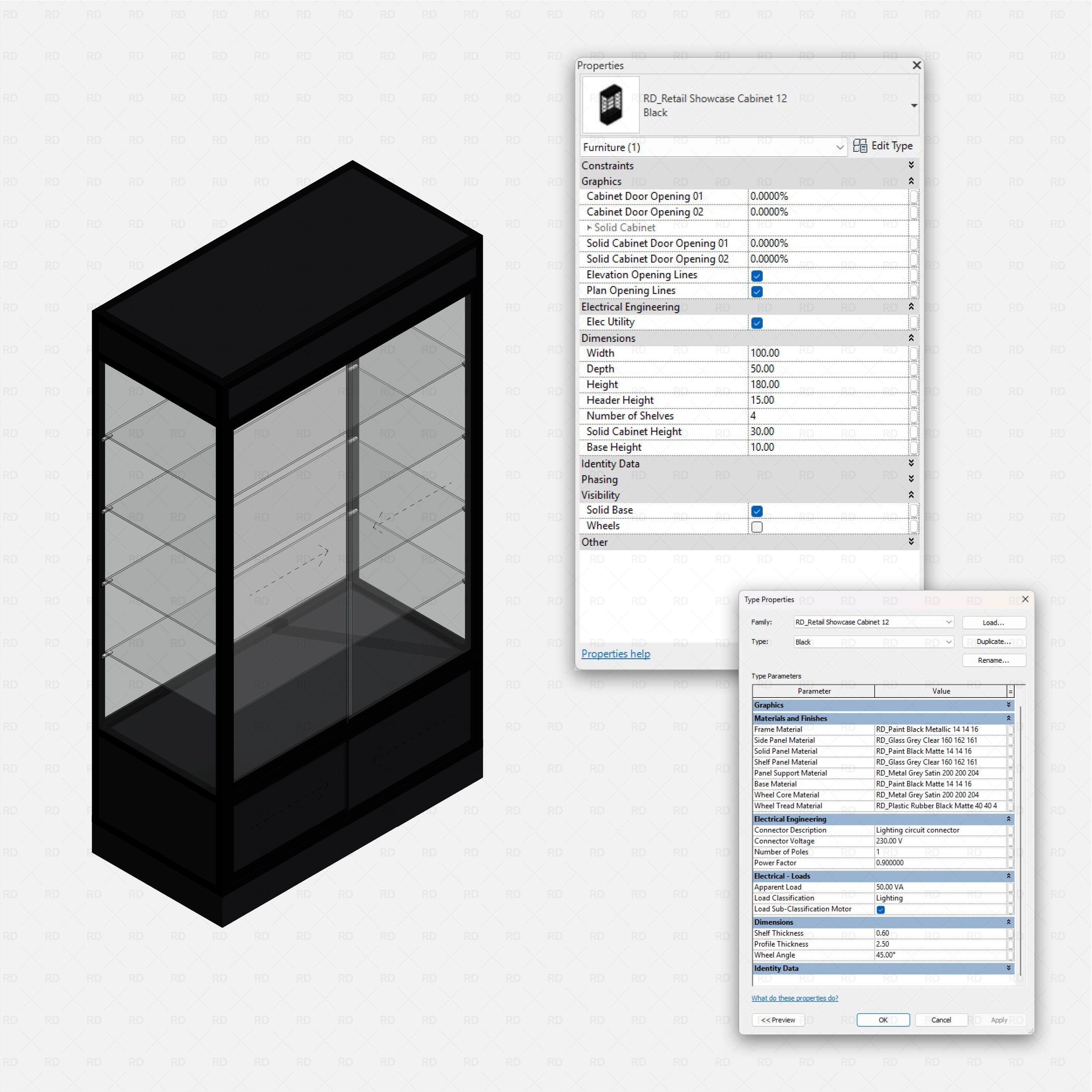 Revit Retail Showcase Cabinets