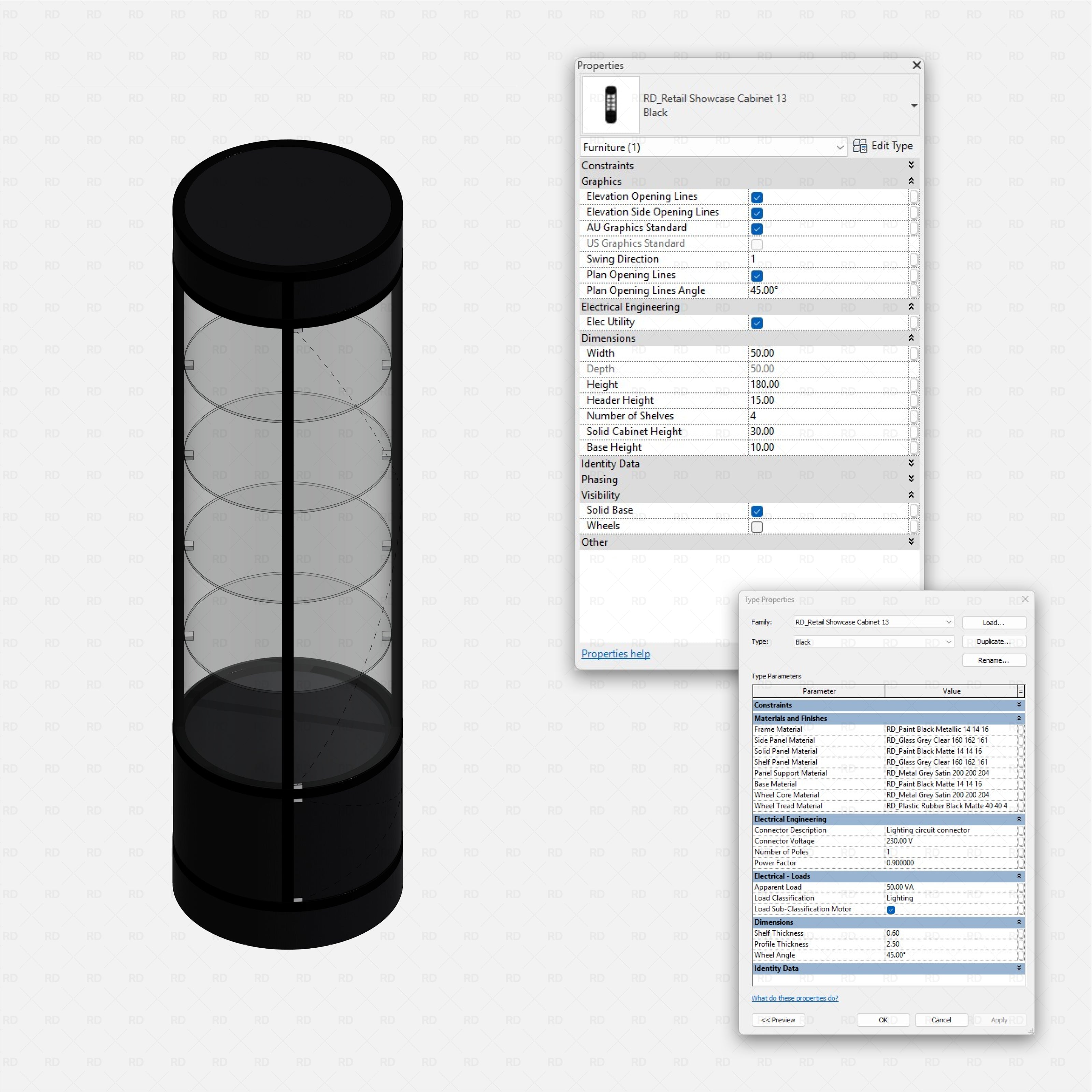 Revit Retail Showcase Cabinets