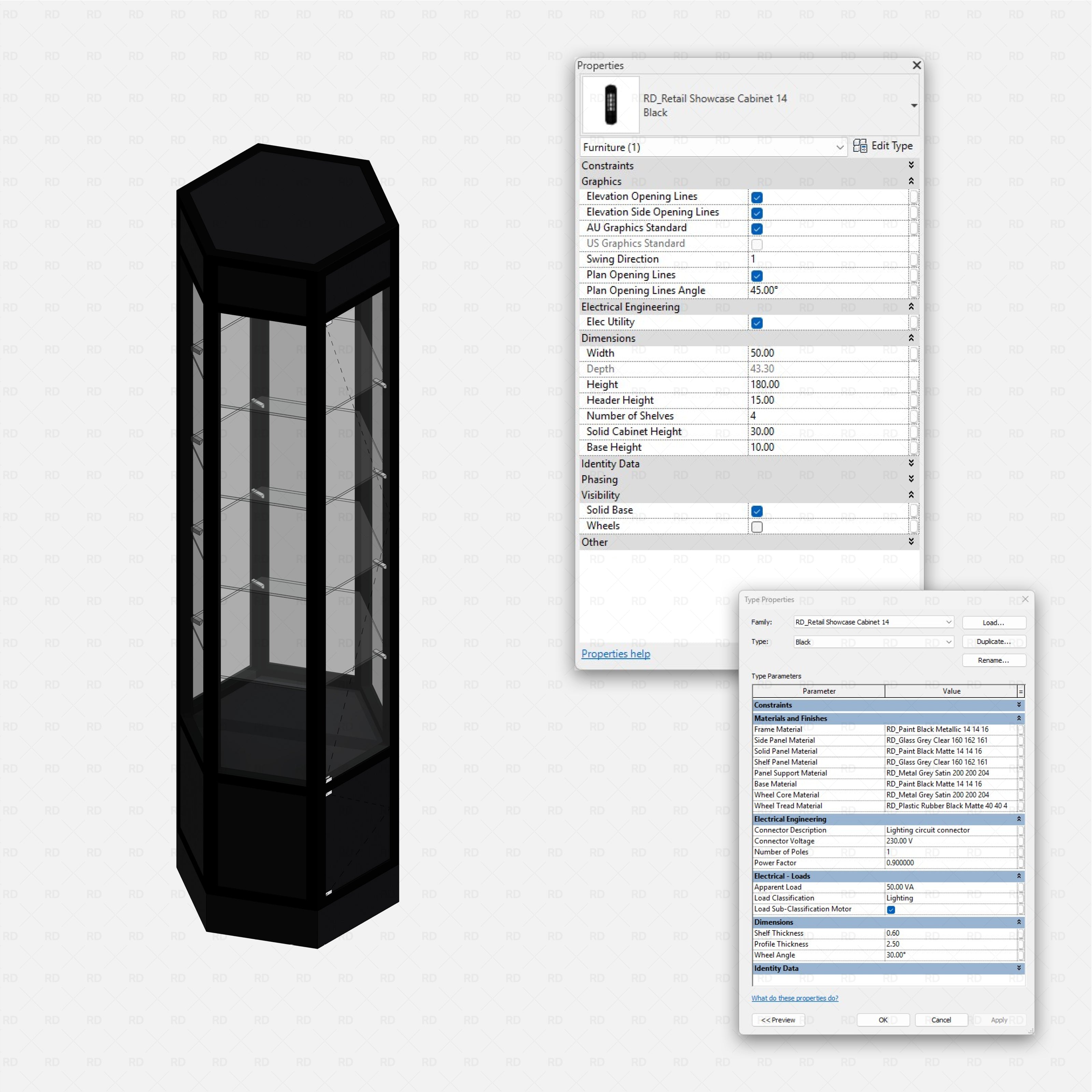 Revit Retail Showcase Cabinets