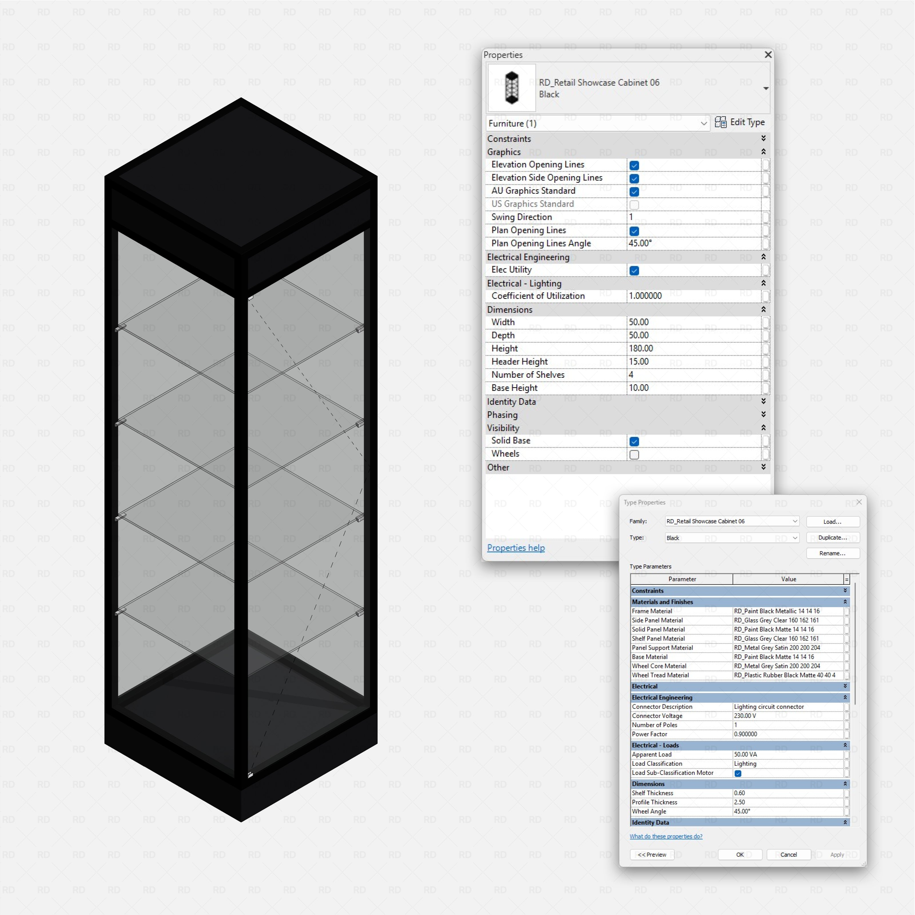 Revit Retail Showcase Cabinets