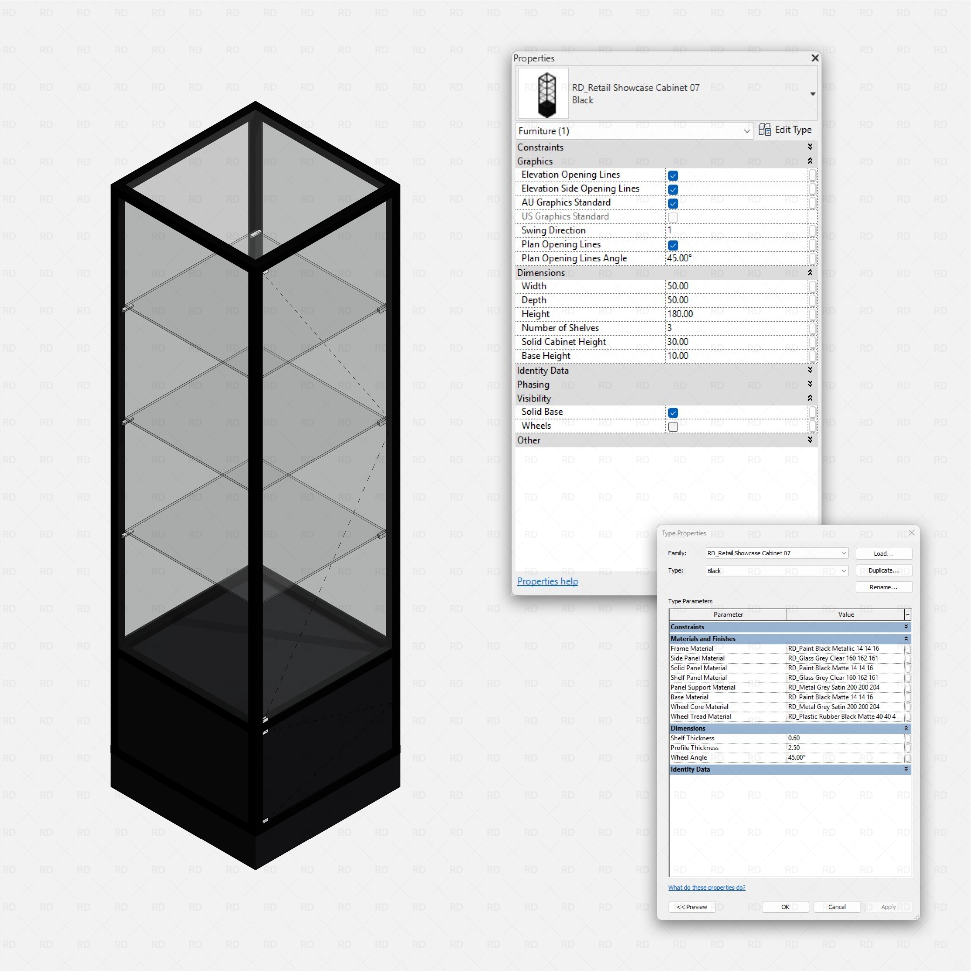 Revit Retail Showcase Cabinets