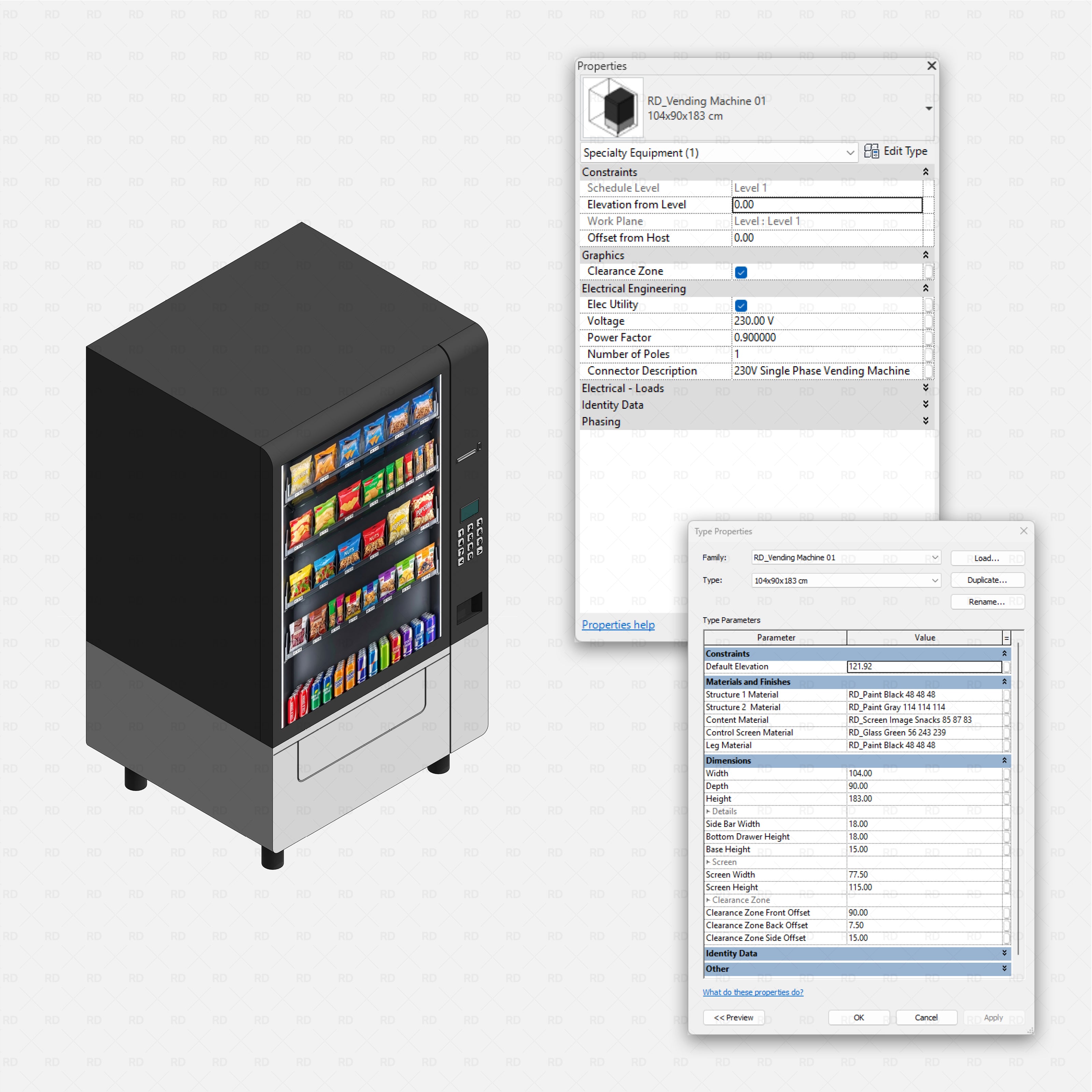 download revit vending machine family food and snacks classic bim object 