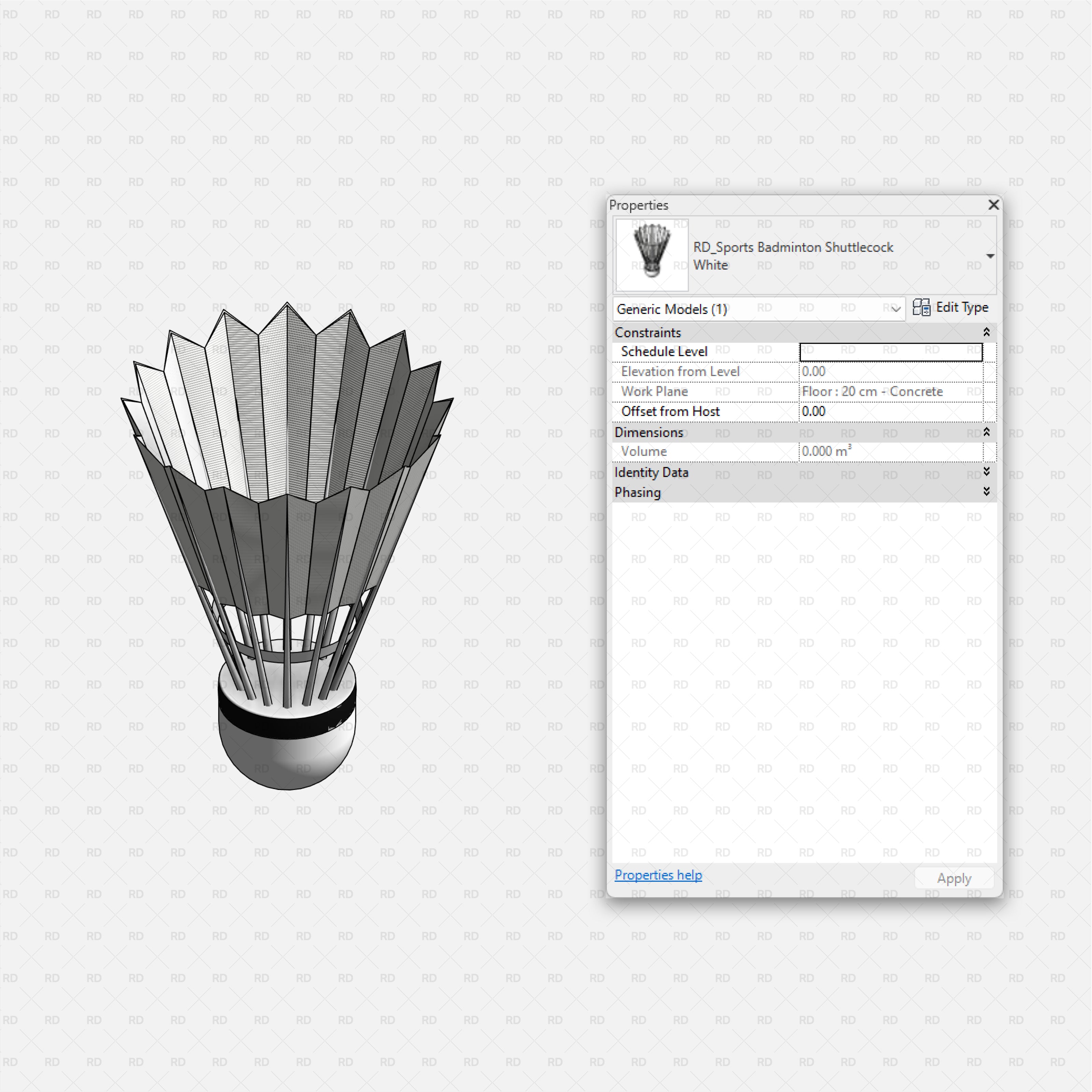 download high quality bim object revit badminton court families