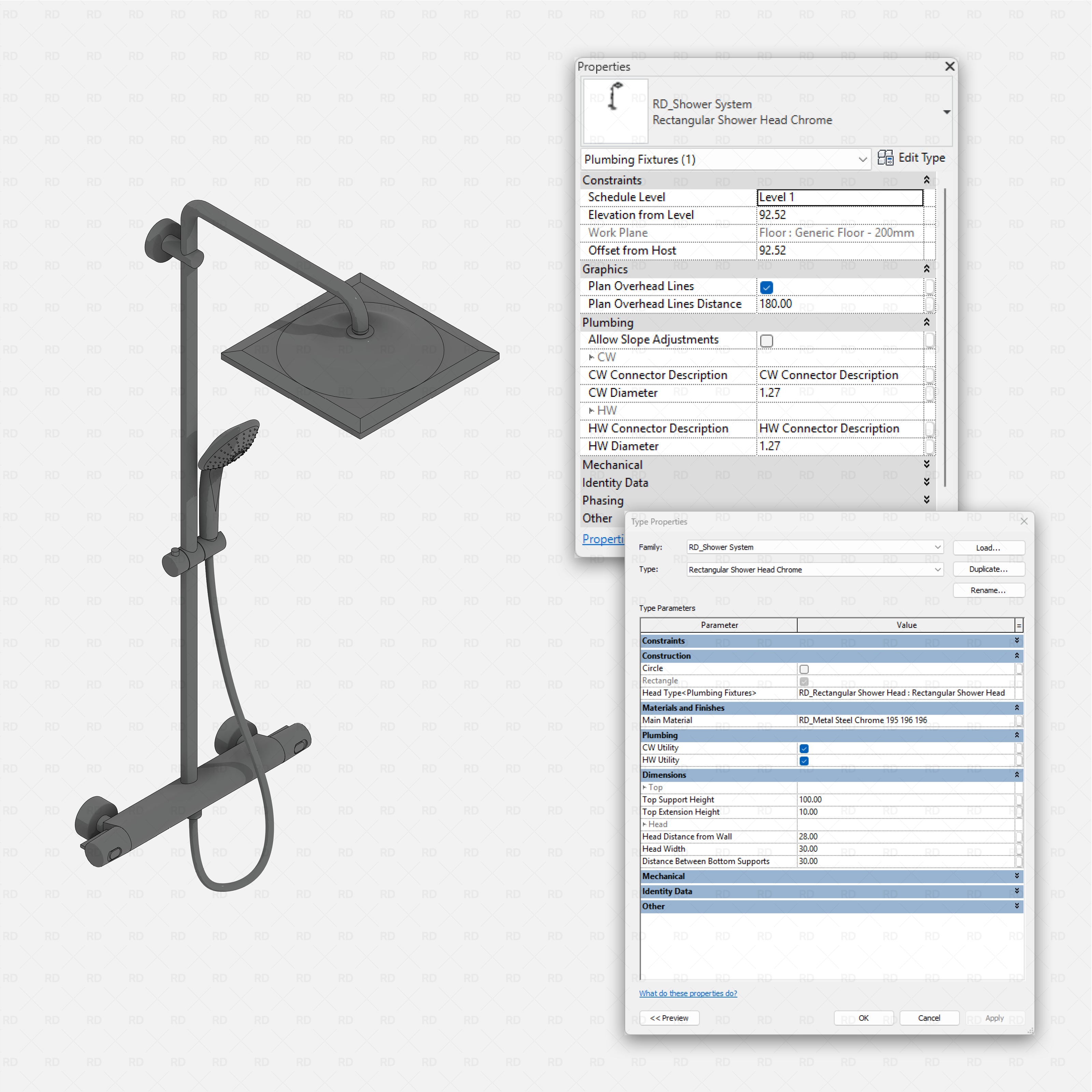 Revit bath kits Pack RD Studio BIM blocks rfa shower system