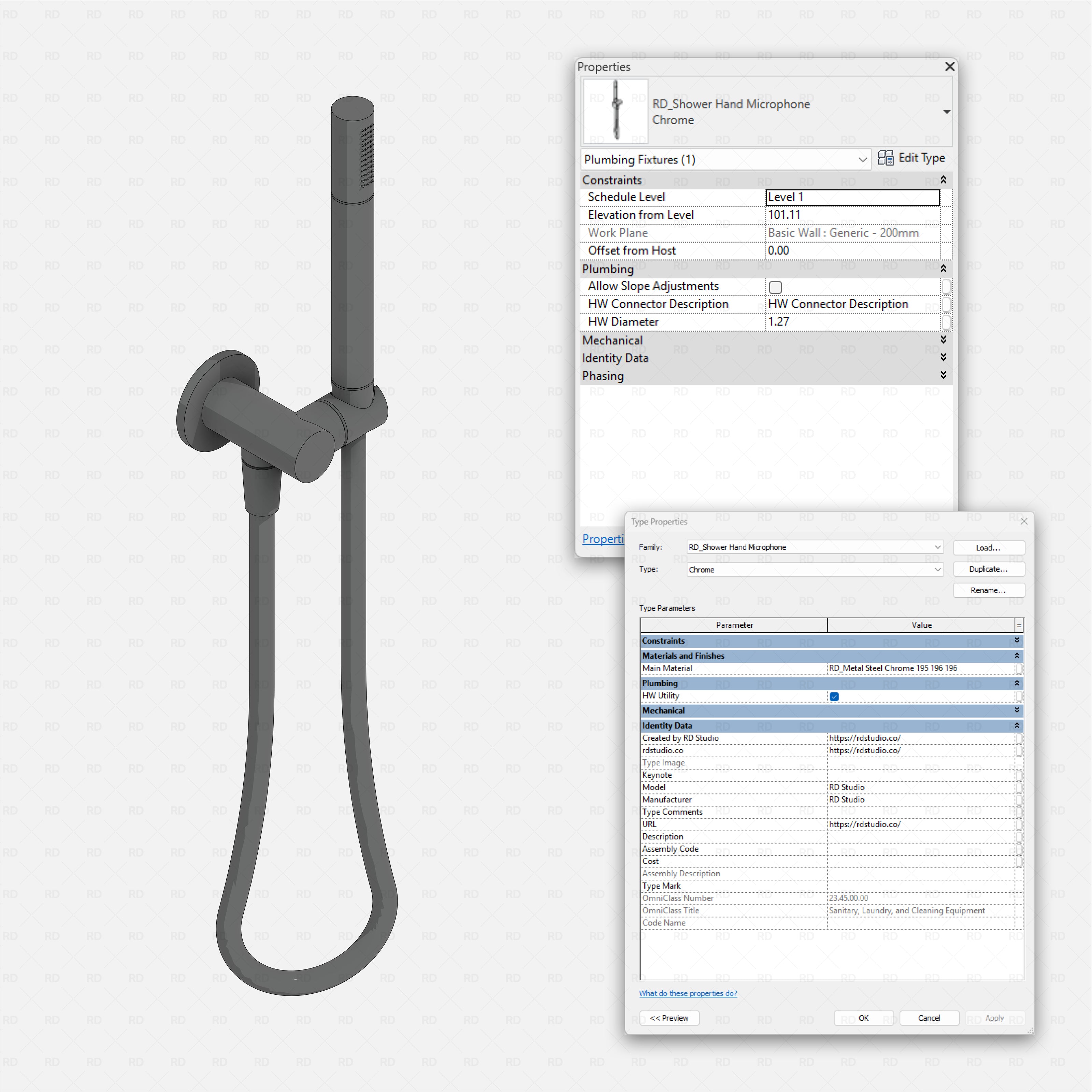 Revit bath kits Pack RD Studio BIM blocks rfa shower hand microphone