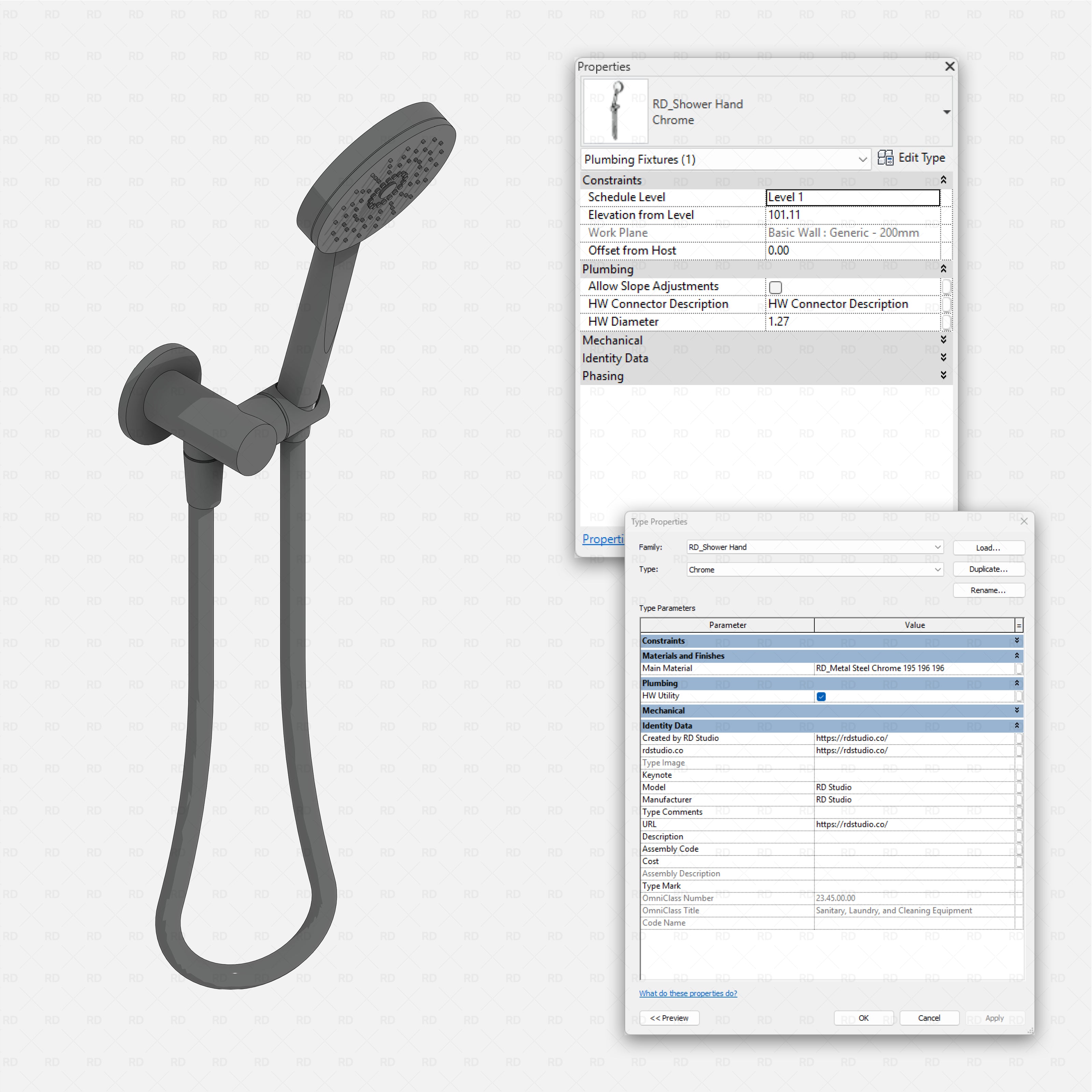 Revit bath kits Pack RD Studio BIM blocks rfa shower hand