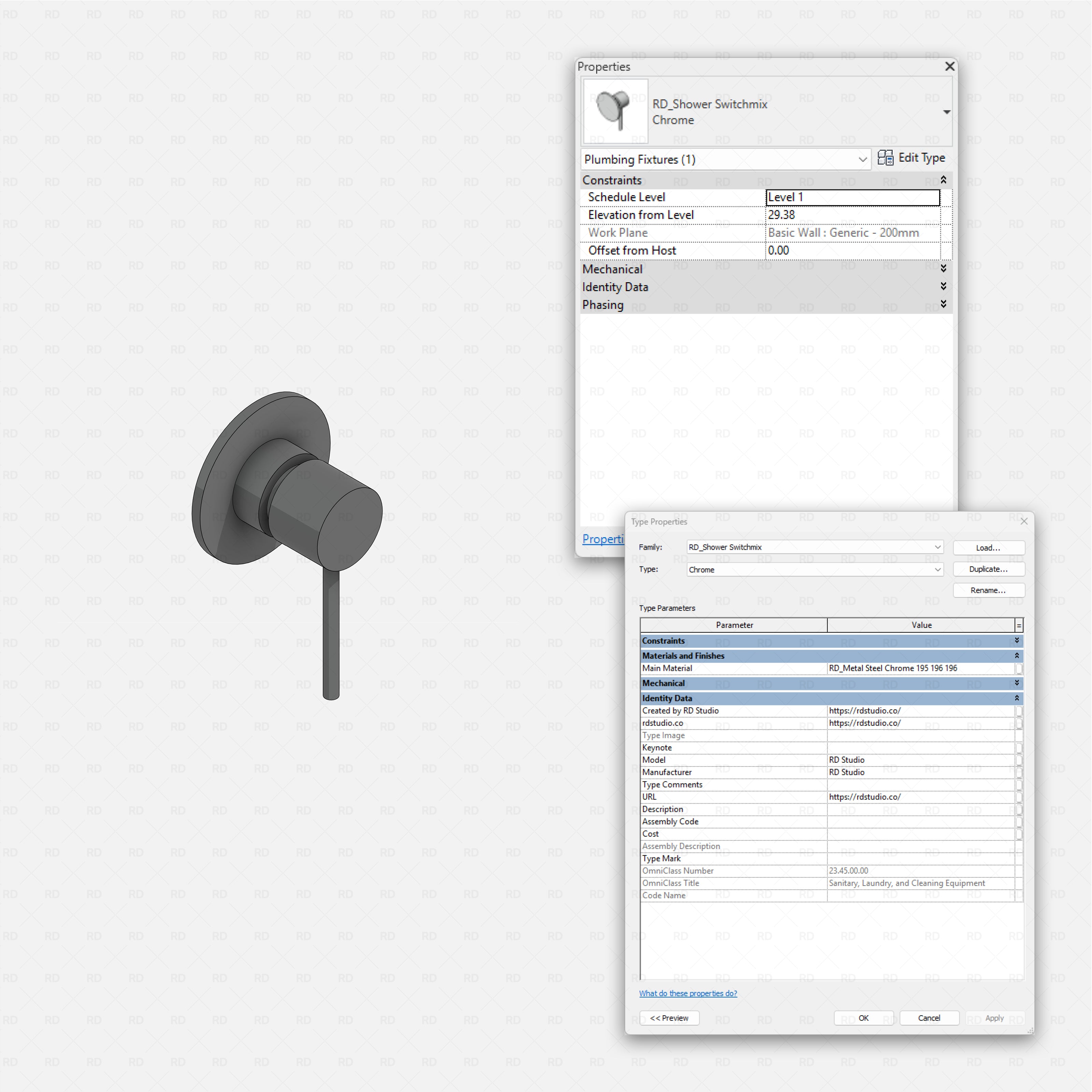 Revit bath kits Pack RD Studio BIM blocks rfa shower switchmix