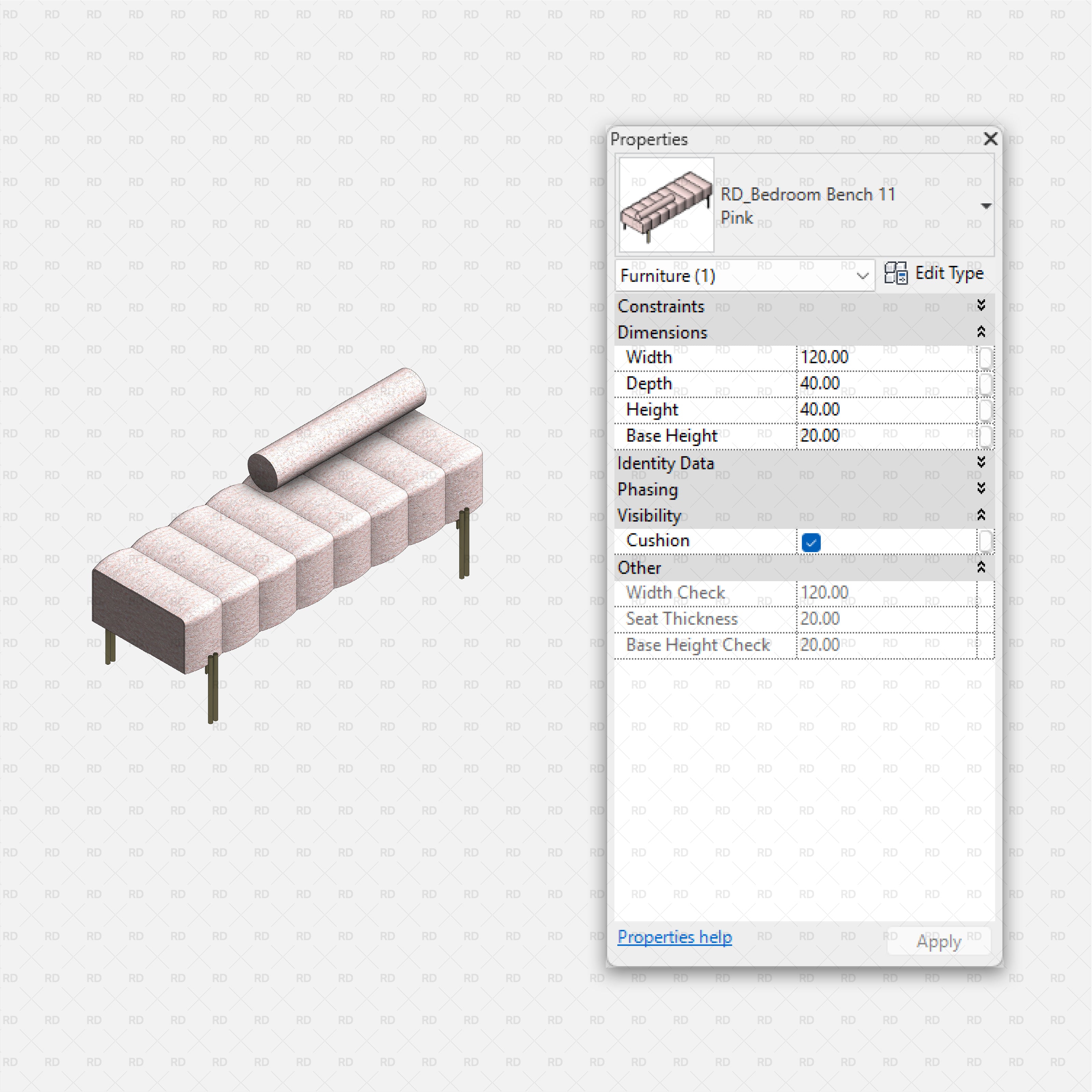 download high quality revit bedroom benches family pink aesthetic bench rd studio