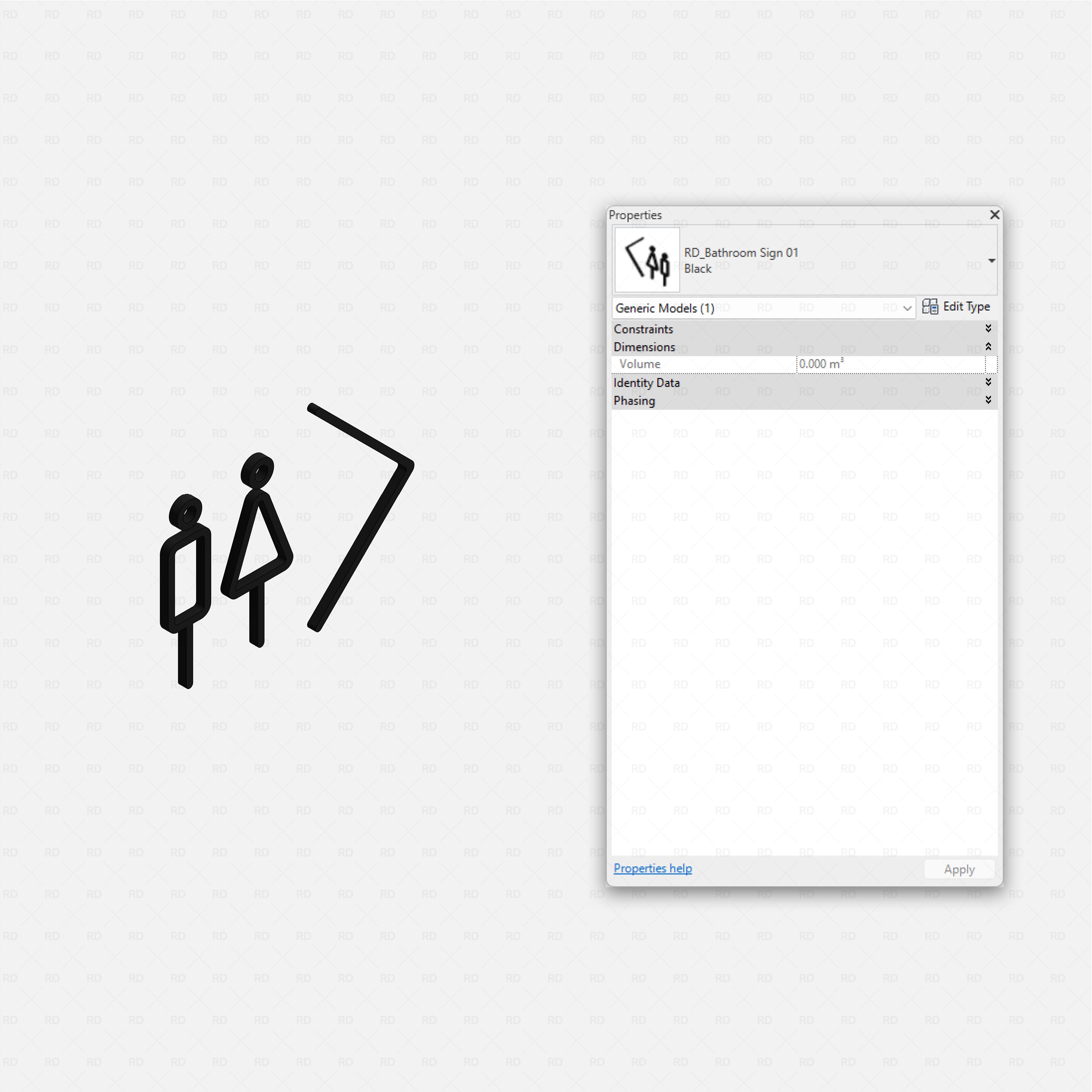 Revit Coffee Shop Furniture and Equipment pack RD Studio BIM blocks rfa minimalist restroom wayfinding sign family