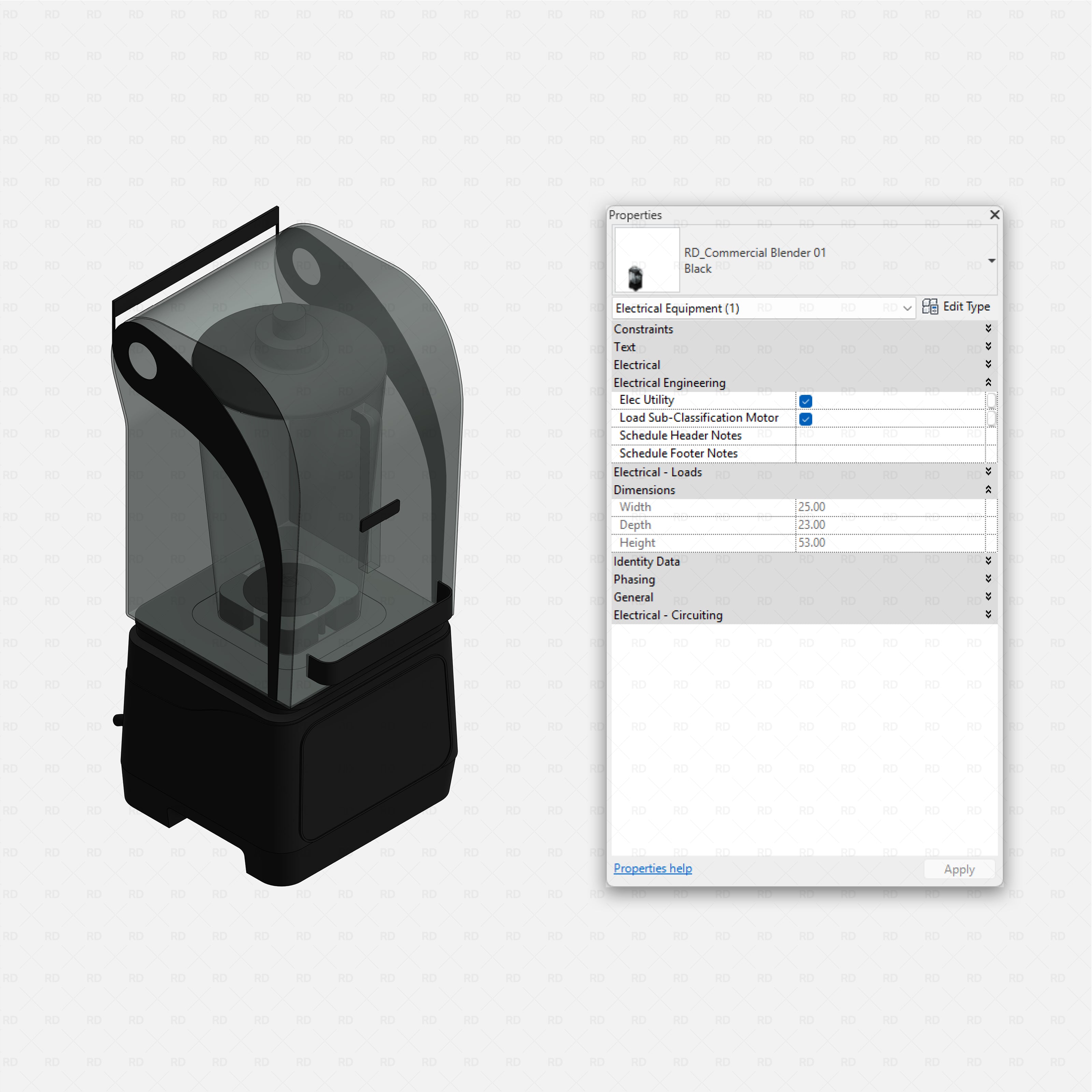 Revit Coffee Shop Furniture and Equipment pack RD Studio BIM blocks rfa commercial blender with sound enclosure 3D family