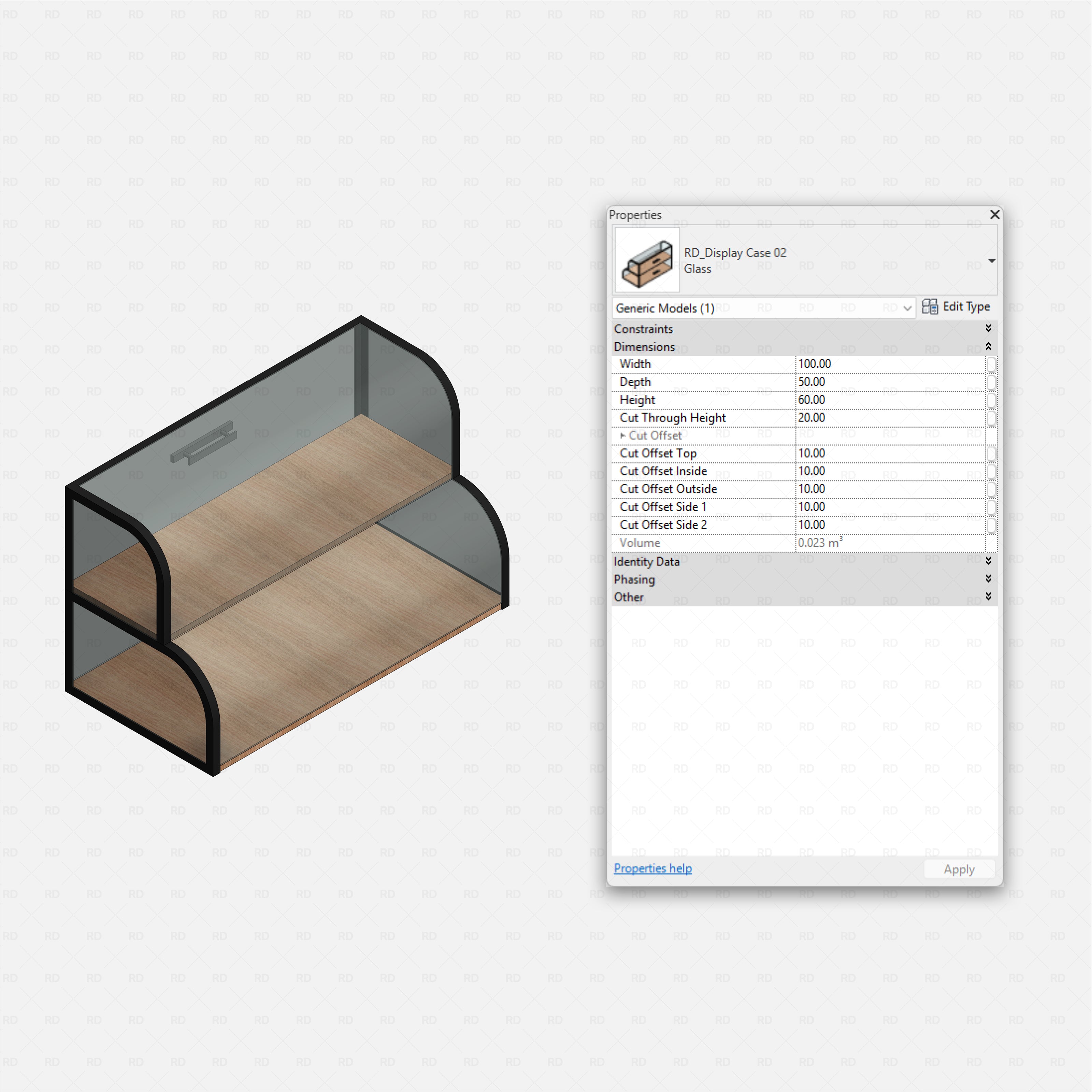 Revit Coffee Shop Furniture and Equipment pack RD Studio BIM blocks rfa curved front countertop bakery display cabinet