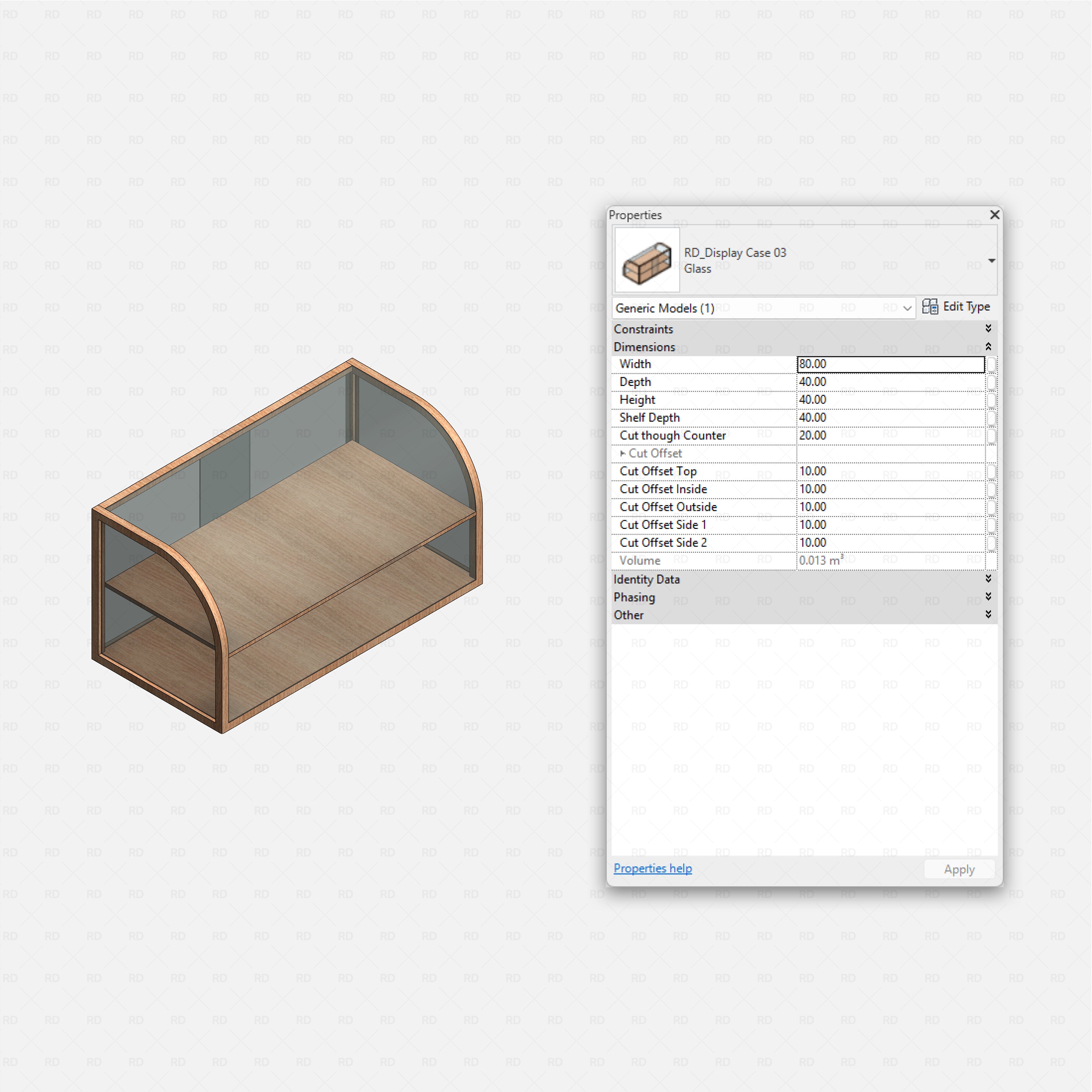 Revit Coffee Shop Furniture and Equipment pack RD Studio BIM blocks rfa compact curved glass pastry display case