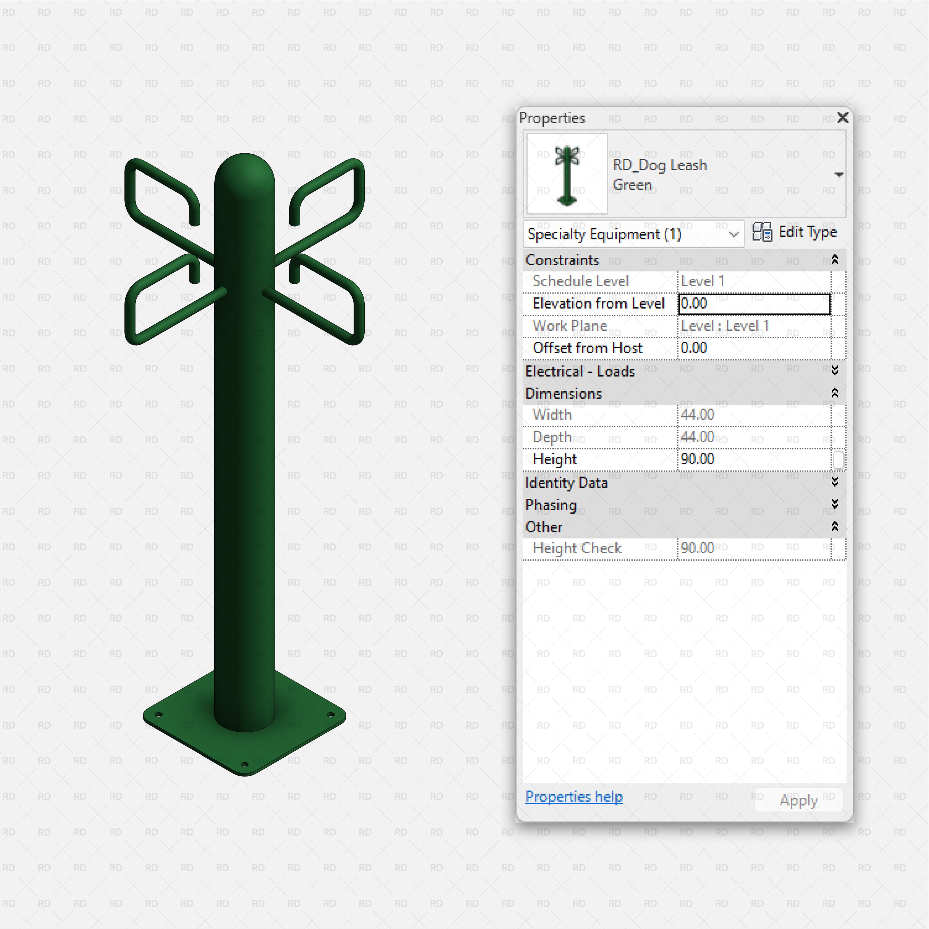 download high quality revit families RD Studio Dog park equipment dog leash