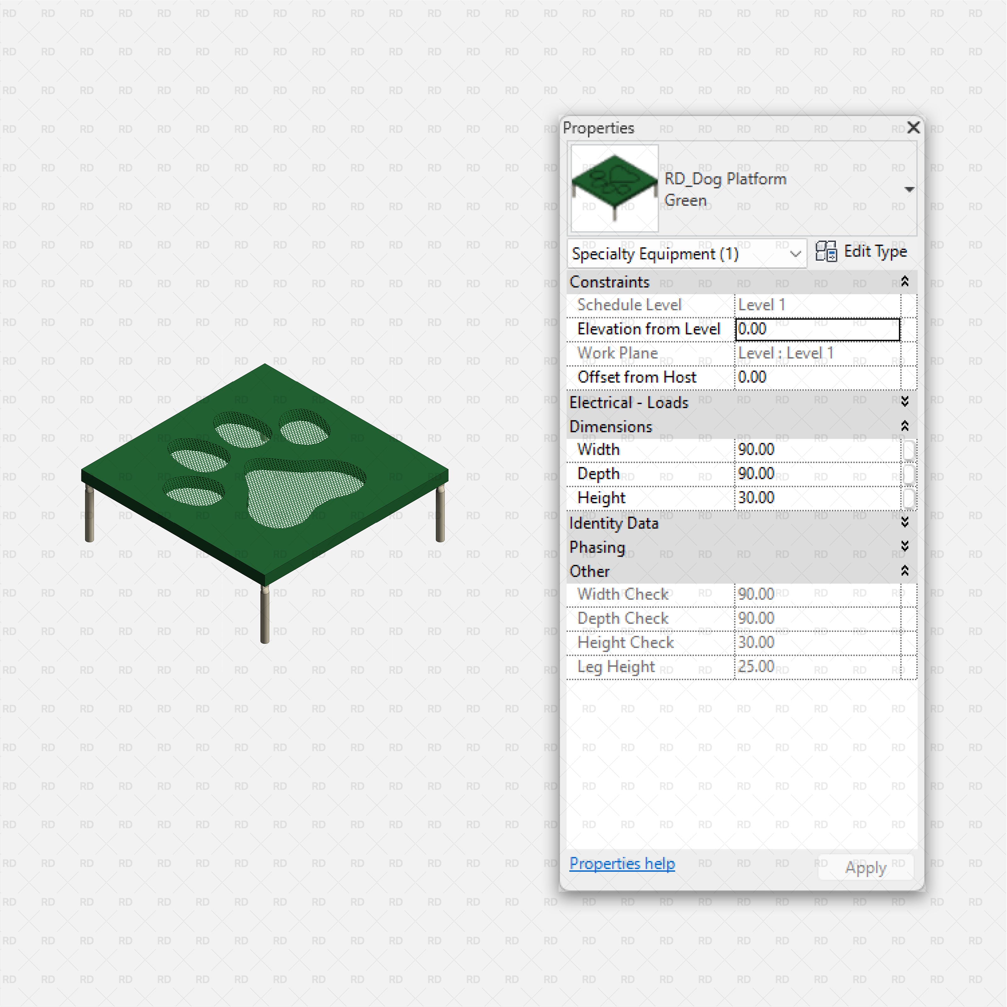 download high quality revit families RD Studio Dog park equipment green platform