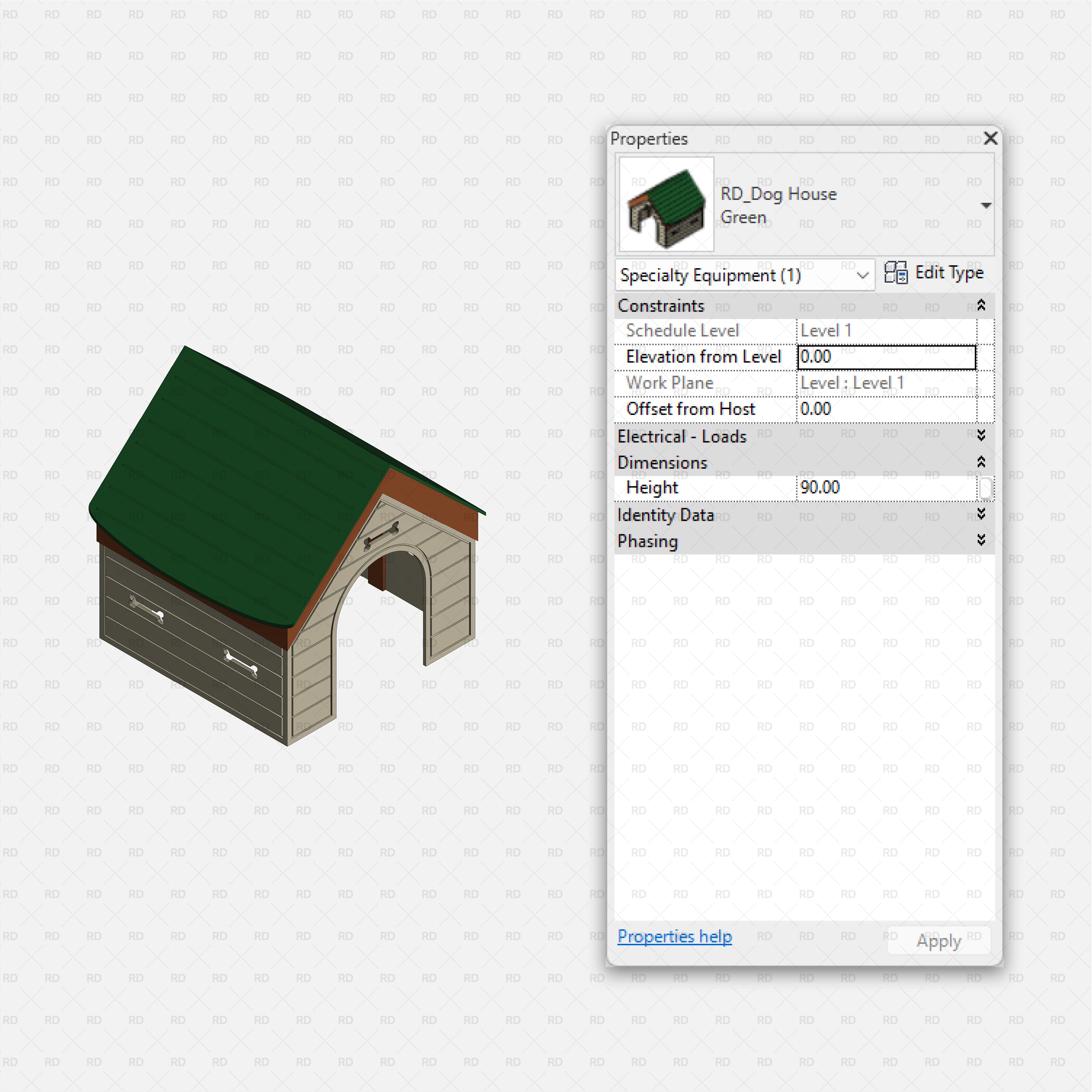 download high quality revit families RD Studio Dog park equipment dog house