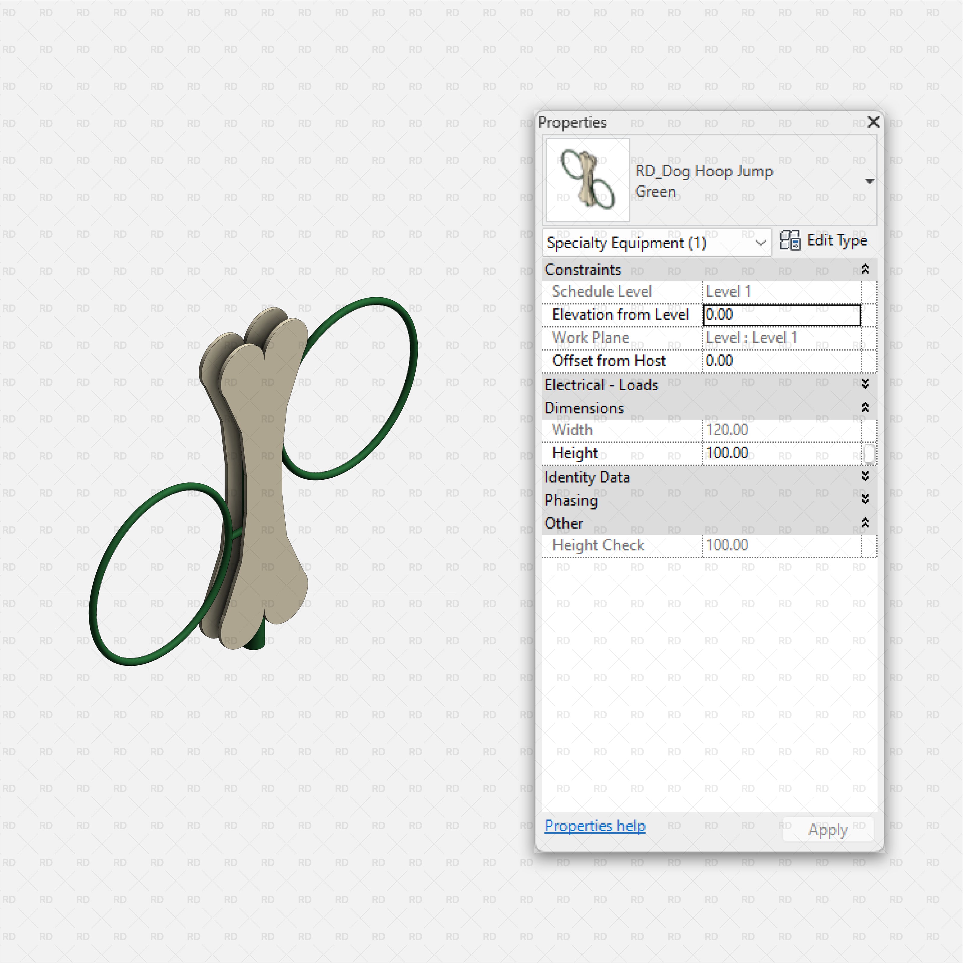 download high quality revit families RD Studio Dog park equipment hoop jump