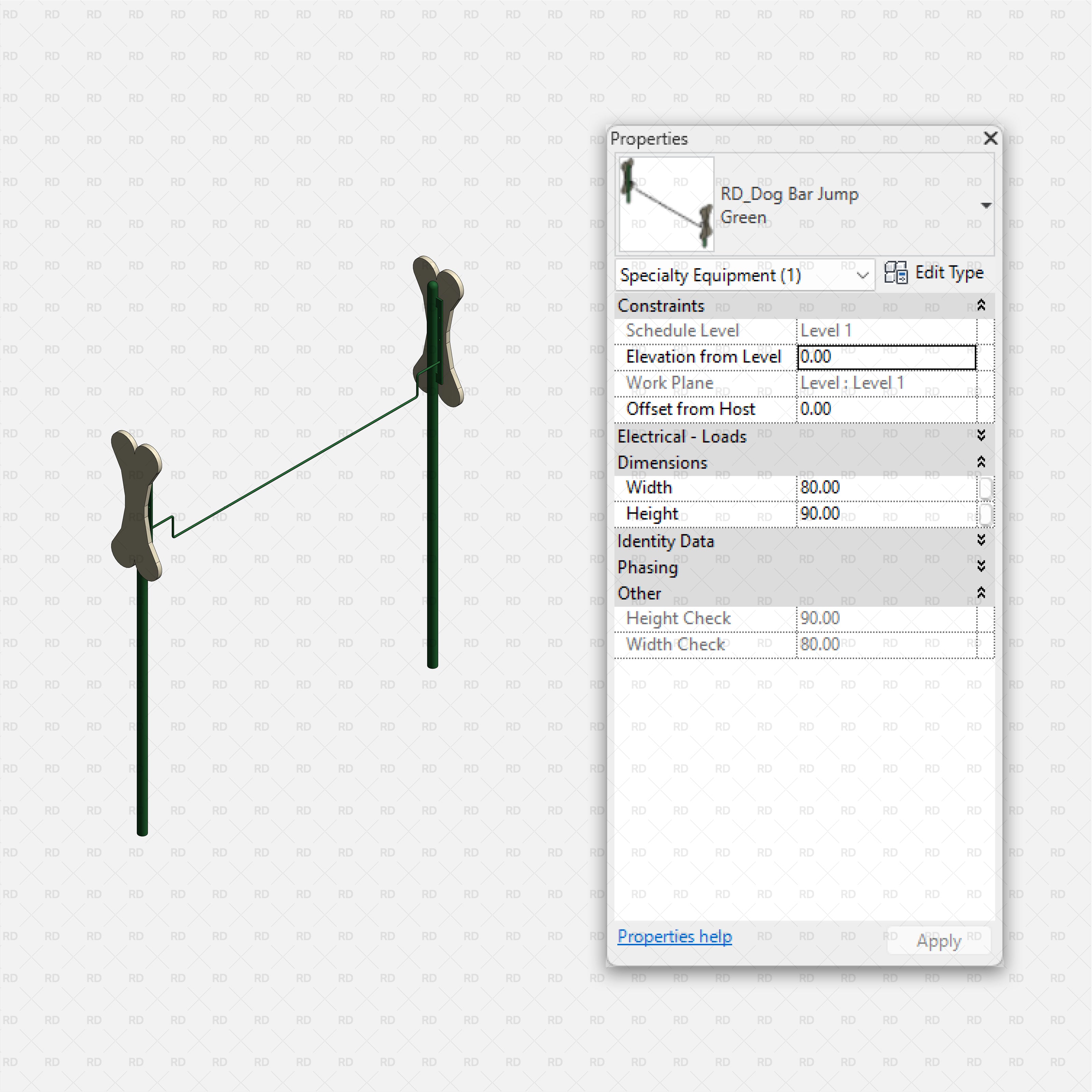 download high quality revit families RD Studio Dog park equipment bar jump