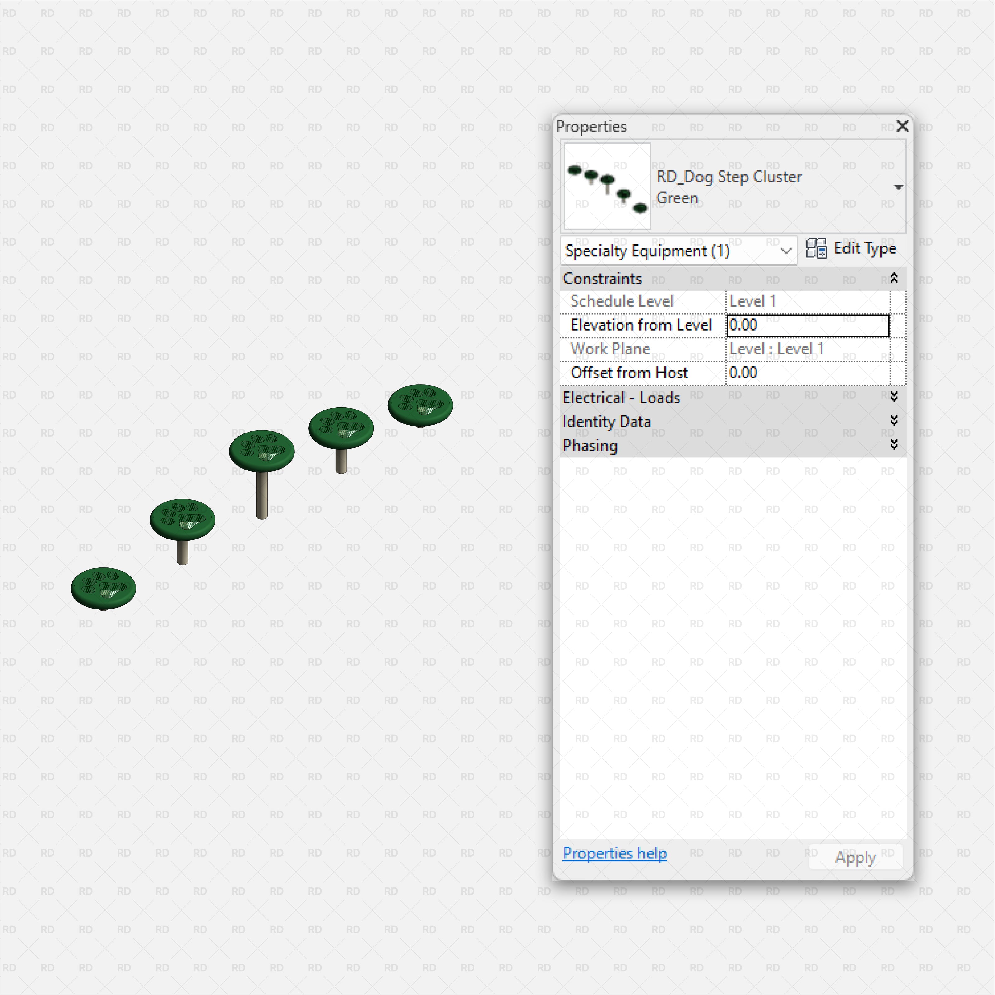 download high quality revit families RD Studio Dog park equipment step cluster