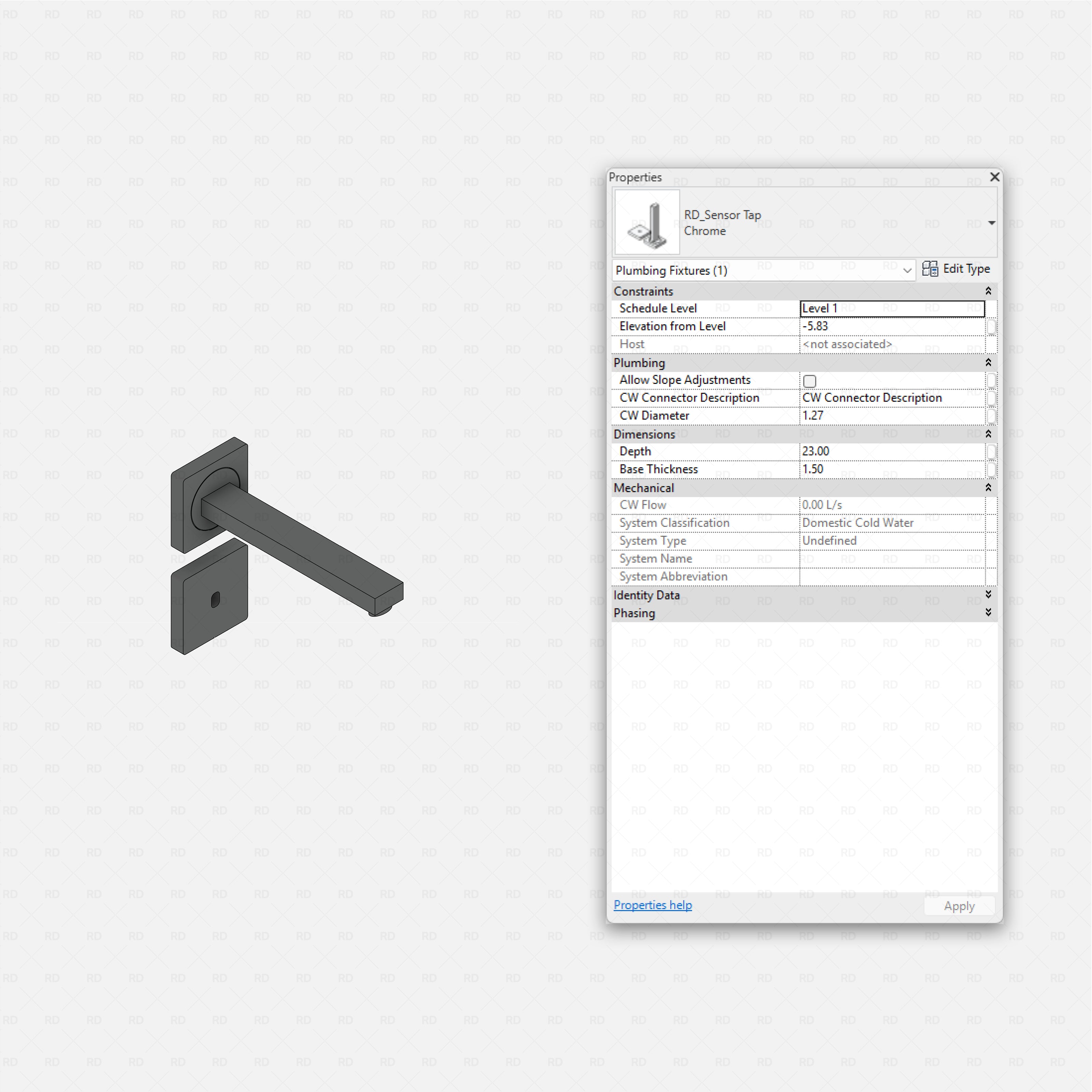 Revit Hospital Furniture and Medical Equipment RD Studio BIM blocks rfa wall mounted sensor tap spout plumbing fixture