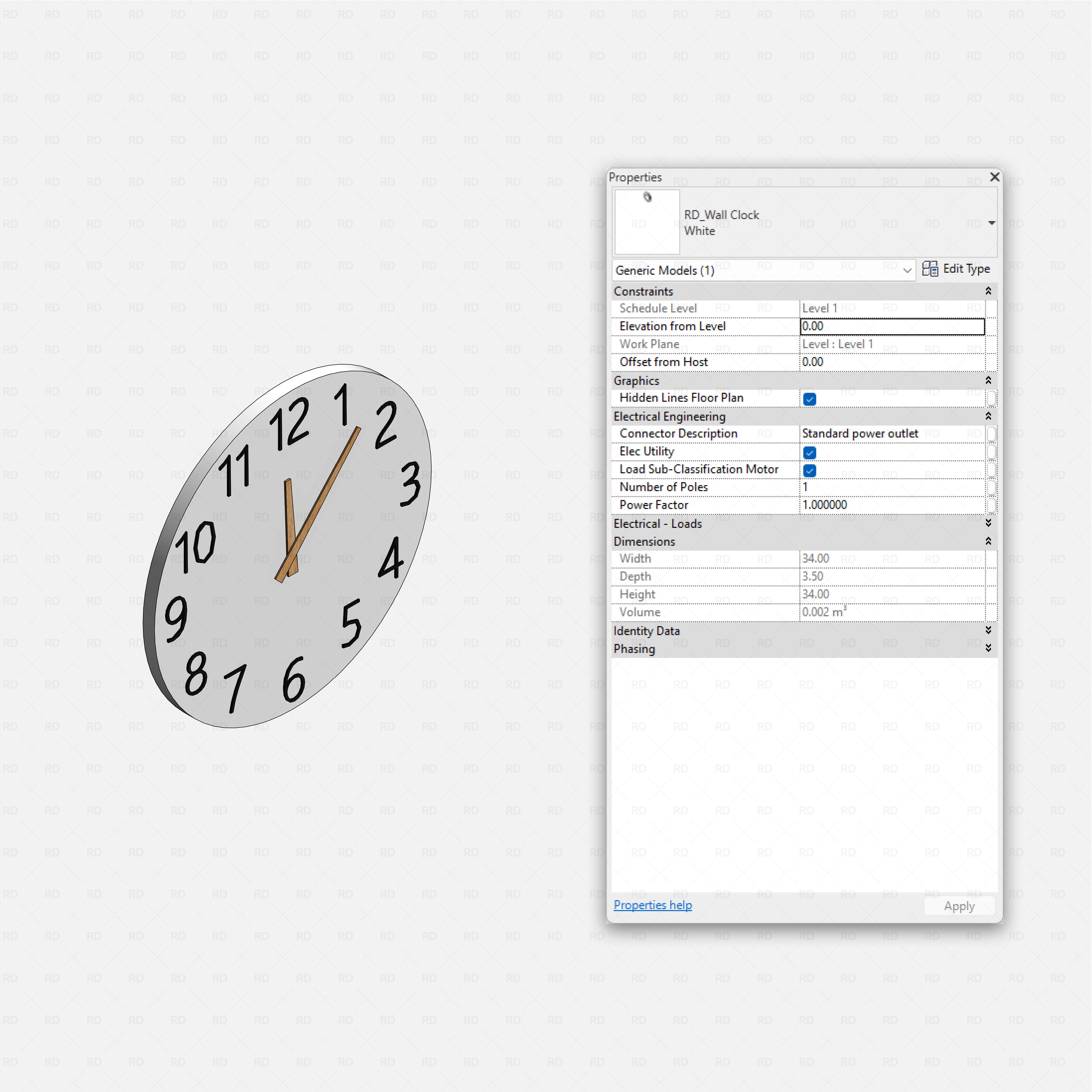 Revit Hospital Furniture and Medical Equipment RD Studio BIM blocks rfa round wall clock generic model for hospital corridor