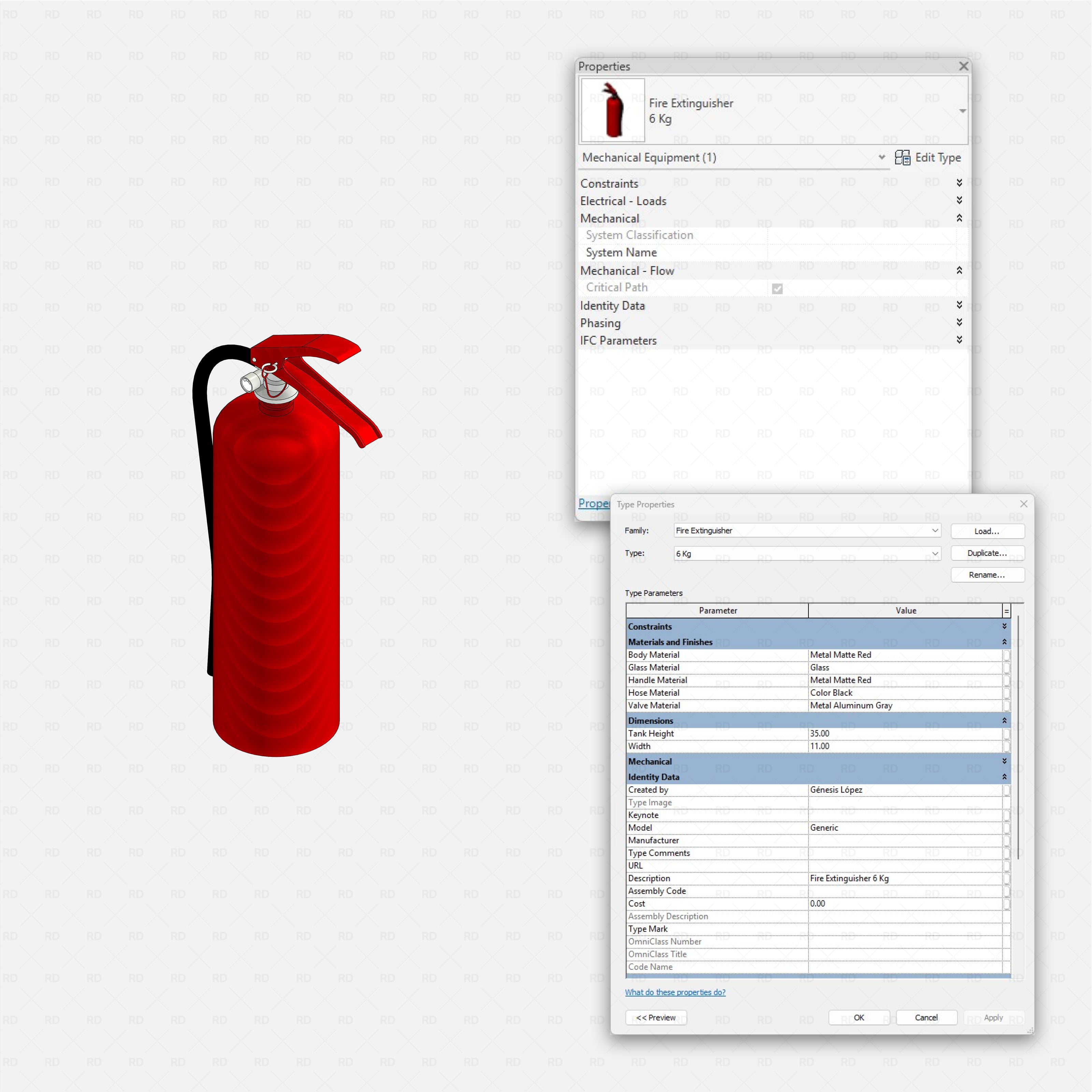 Revit Fire protection pack RD Studio BIM blocks rfa realistic fire extinguisher 