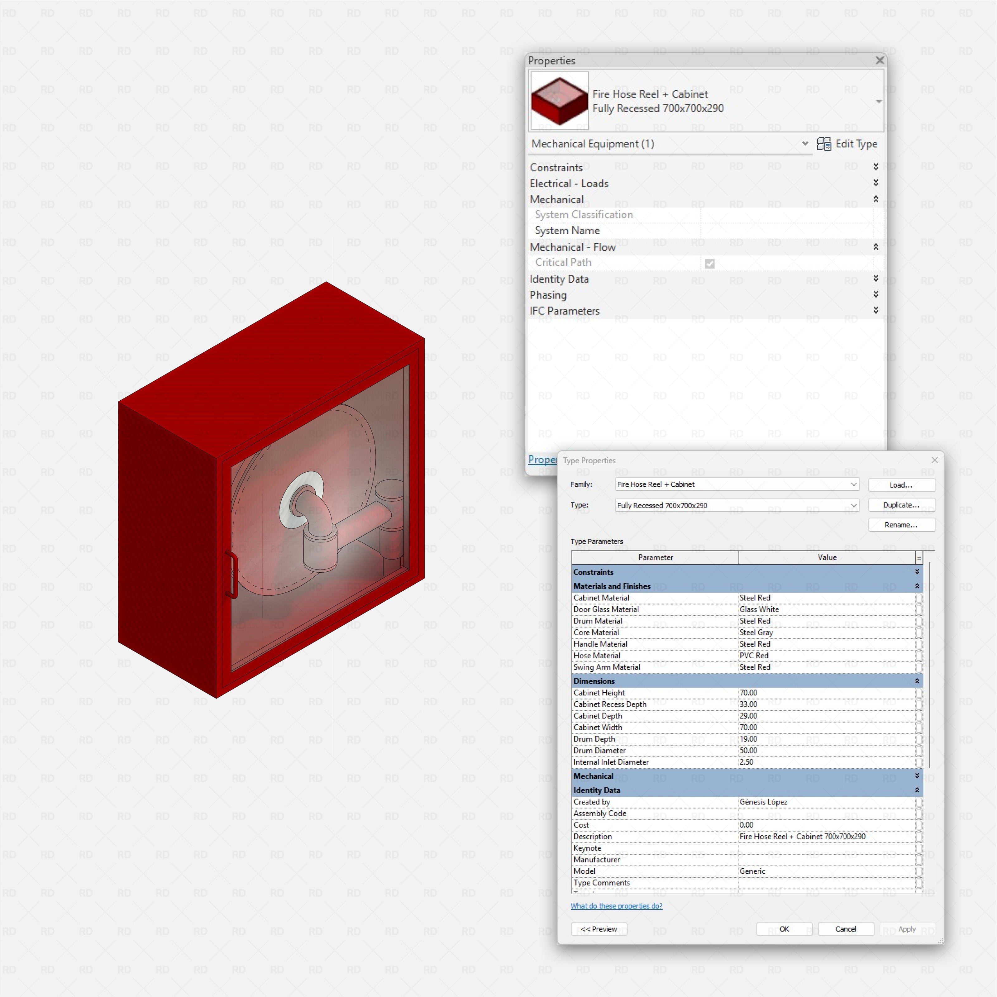 Revit Fire protection pack RD Studio BIM blocks rfa fire hose reel and cabinet