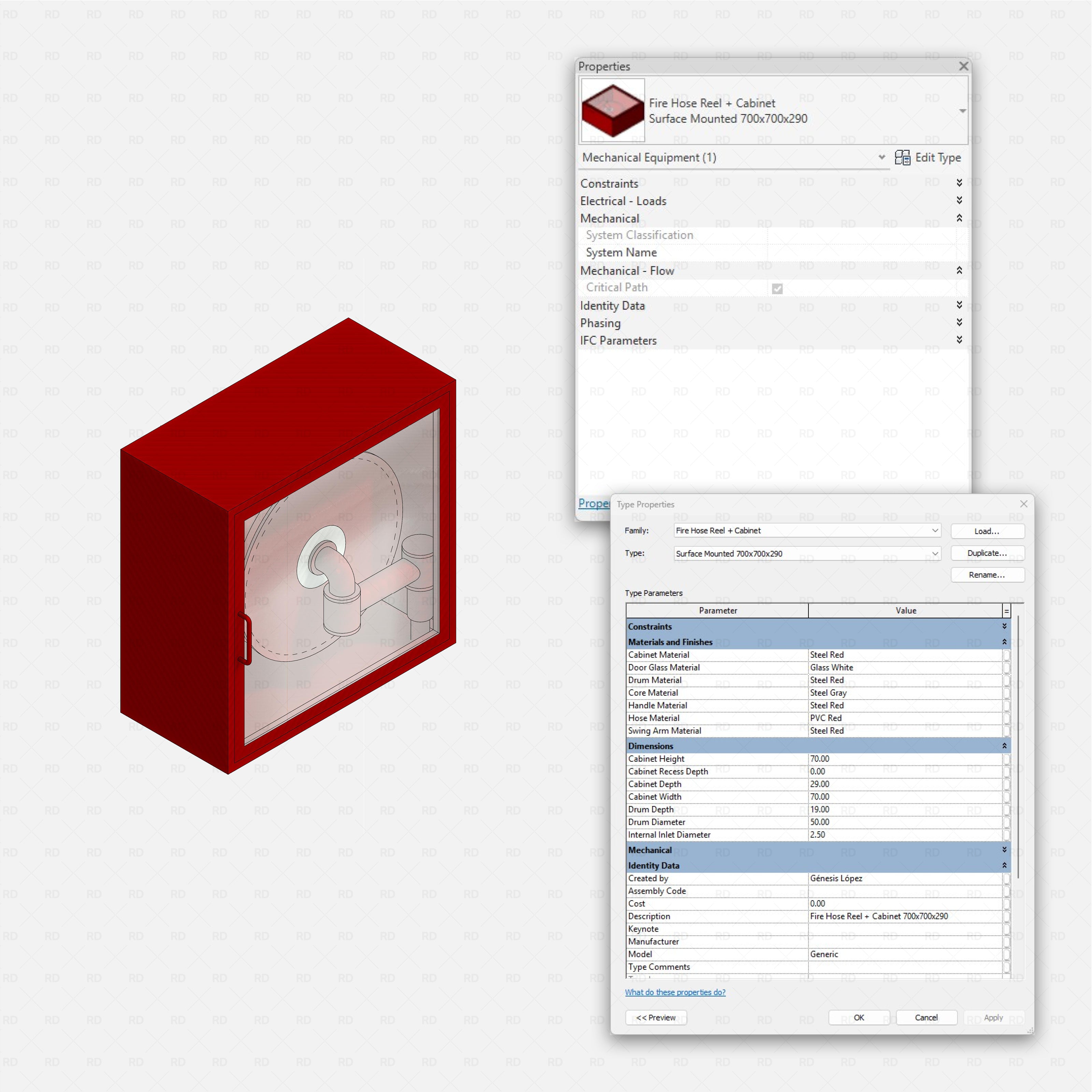 Revit Fire protection pack RD Studio BIM blocks rfa fire hose reel and cabinet