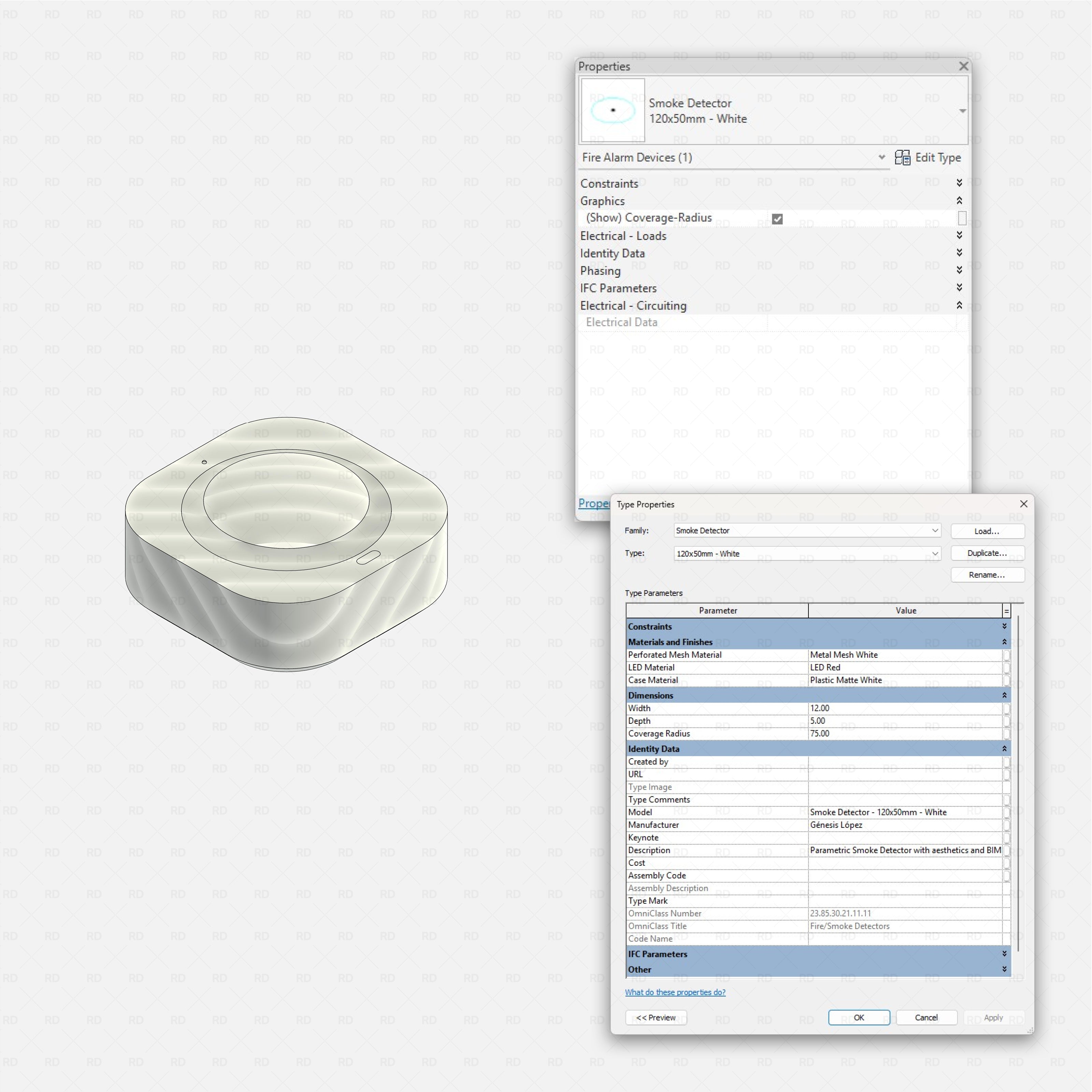 Revit Fire protection pack RD Studio BIM blocks rfa smoke detector