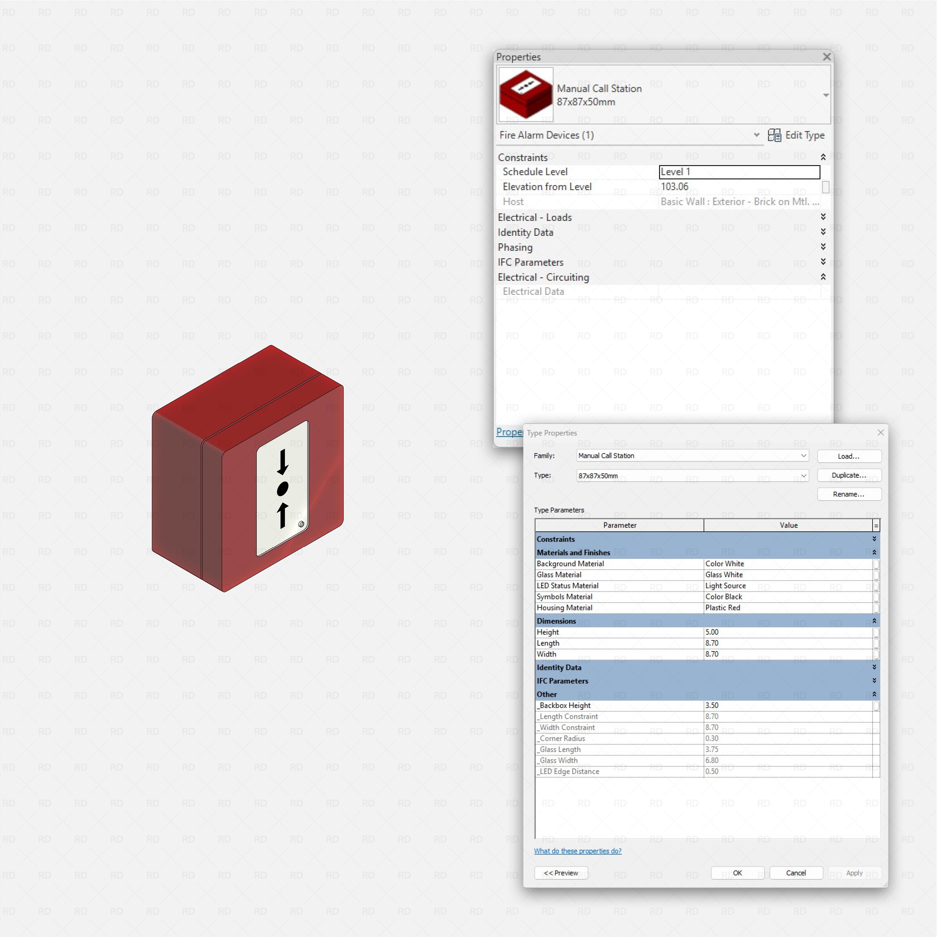 Revit Fire protection pack RD Studio BIM blocks rfa realistic manual call station