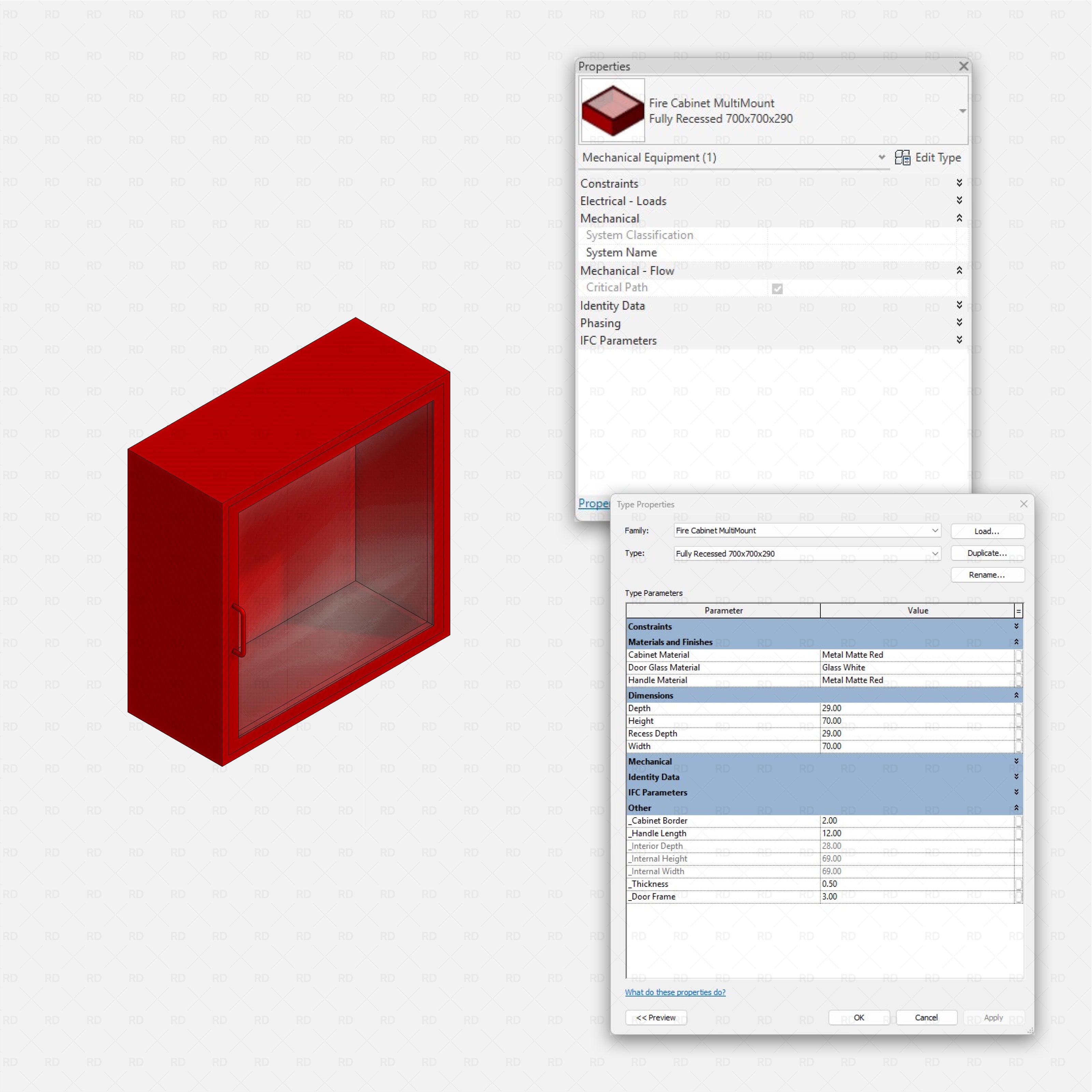 Revit Fire protection pack RD Studio BIM blocks rfa fire cabinet multimount