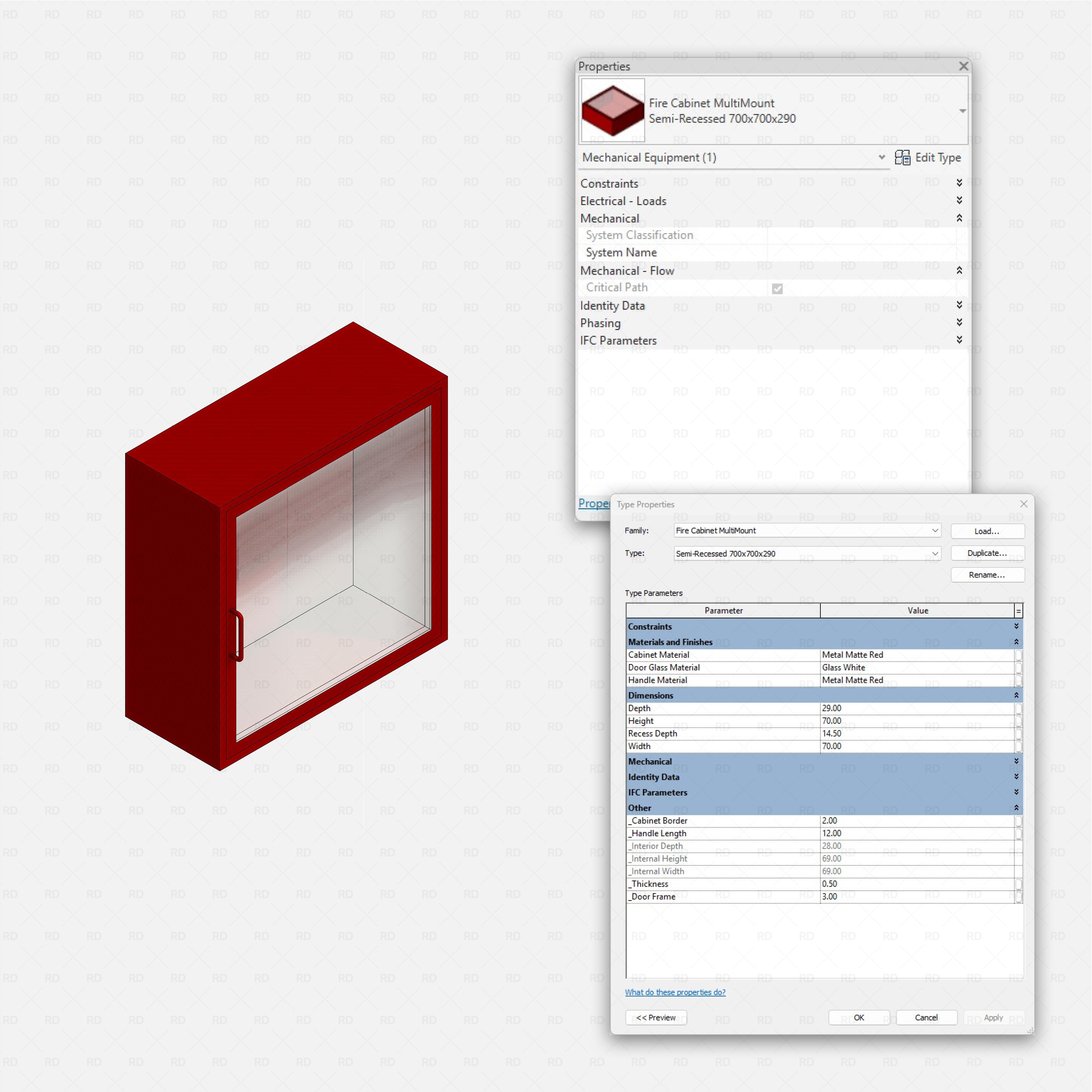Revit Fire protection pack RD Studio BIM blocks rfa fire cabinet multimount