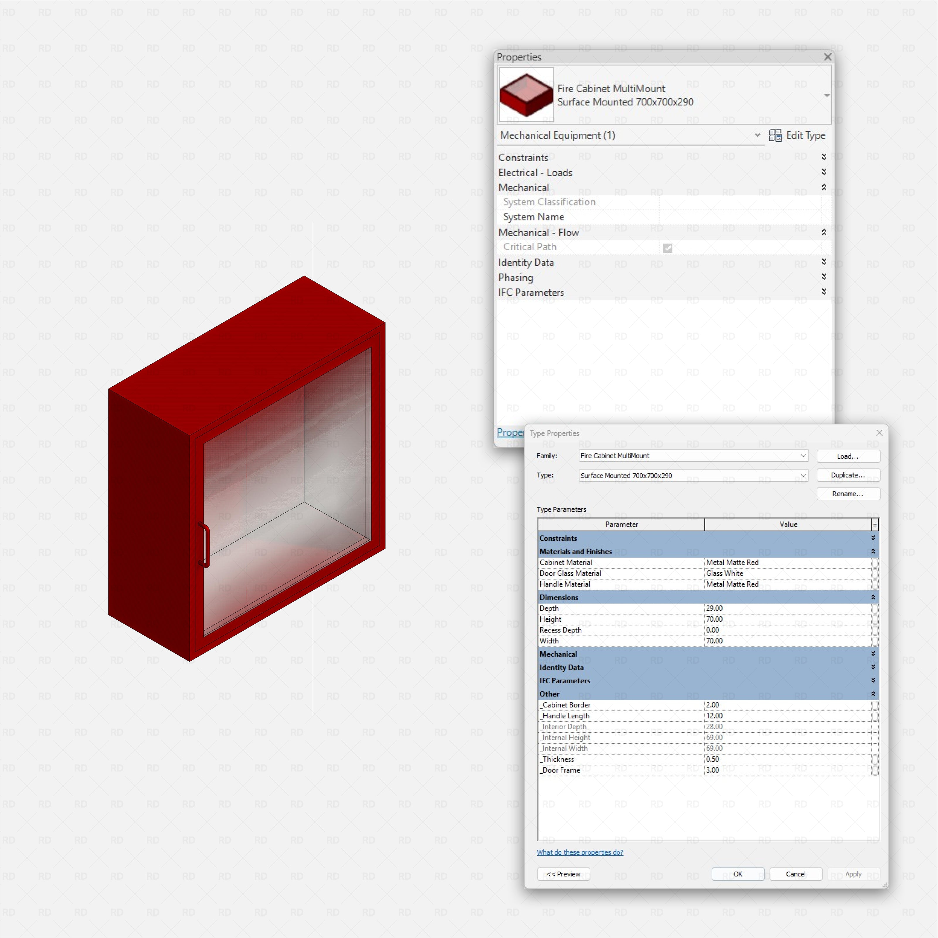 Revit Fire protection pack RD Studio BIM blocks rfa fire cabinet multimount