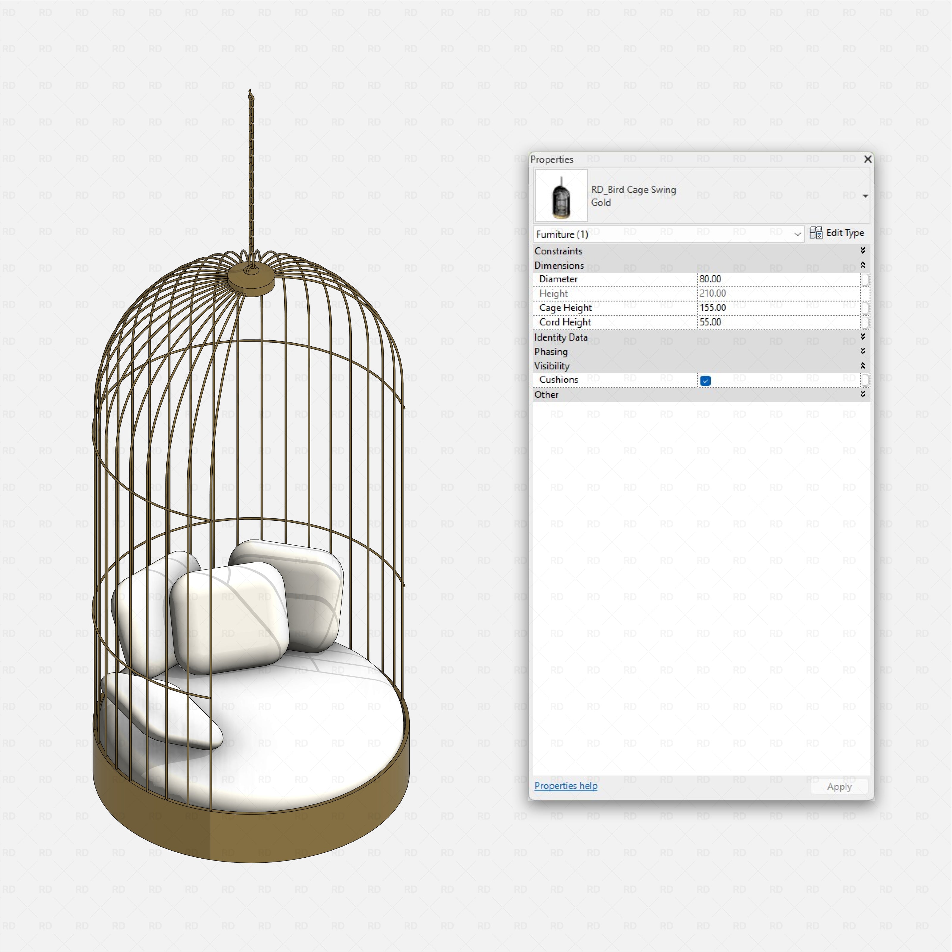 Revit nail studio Pack RD Studio BIM blocks rfa bird cage swing