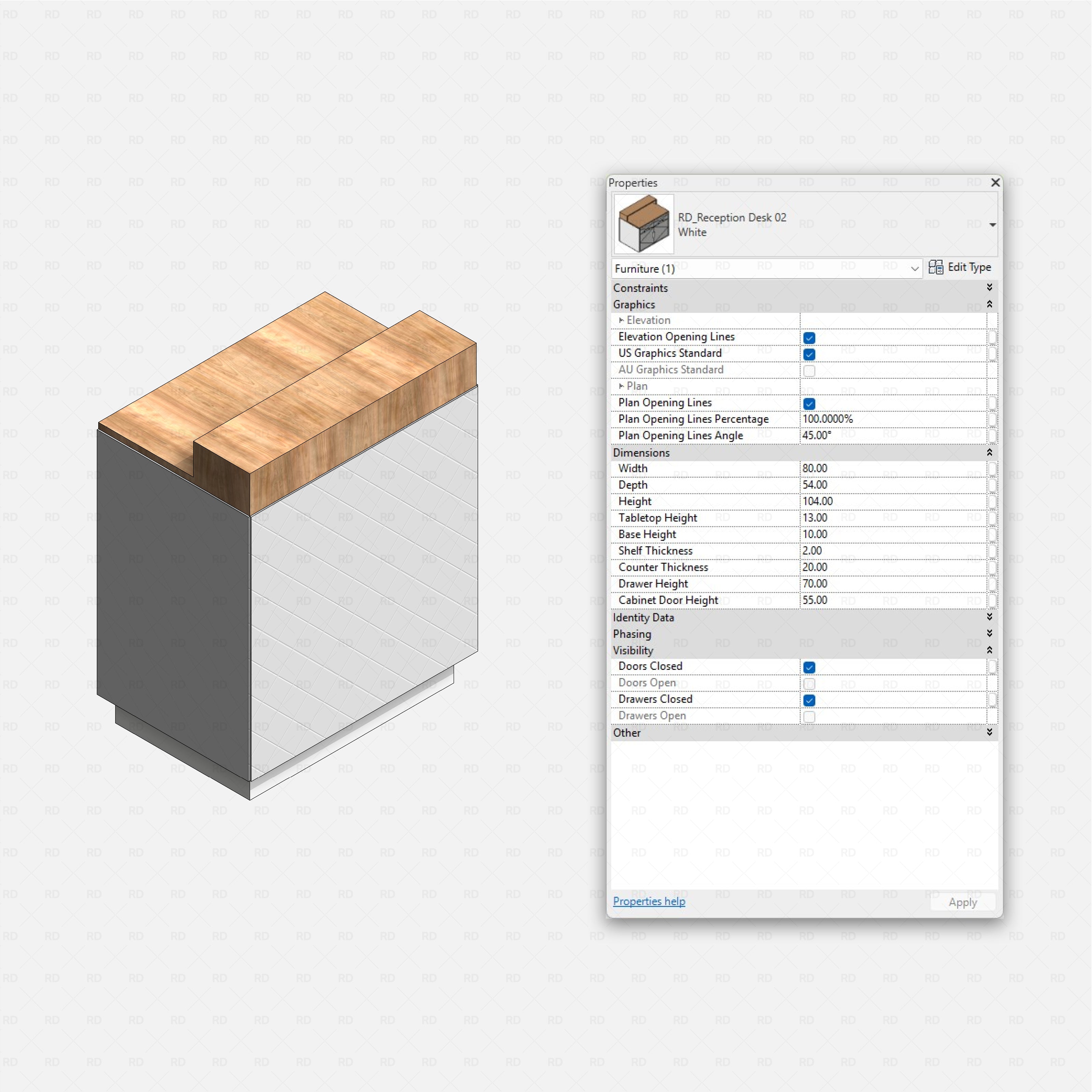 Revit nail studio Pack RD Studio BIM blocks rfa reception desk