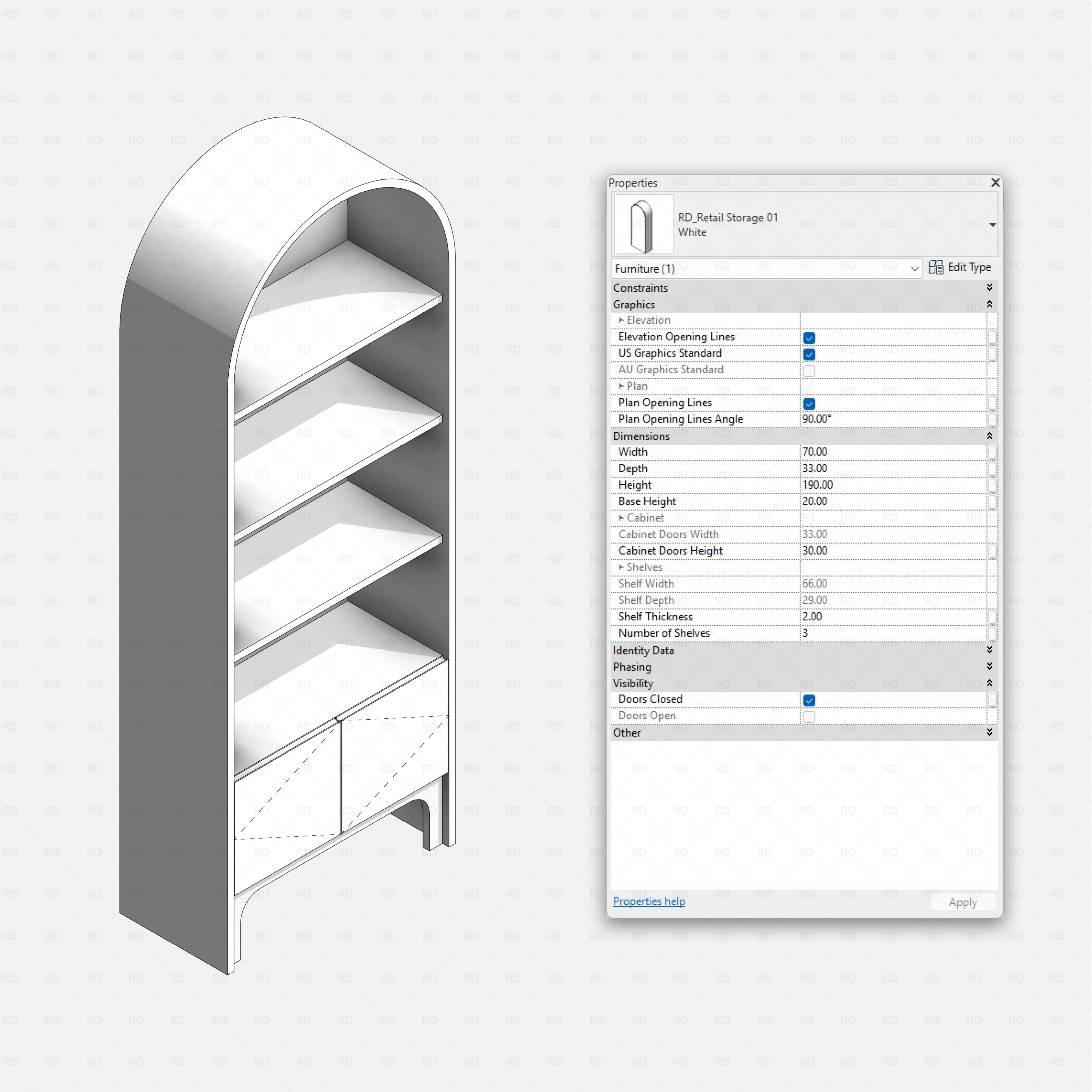 Revit nail studio Pack RD Studio BIM blocks rfa retail storage