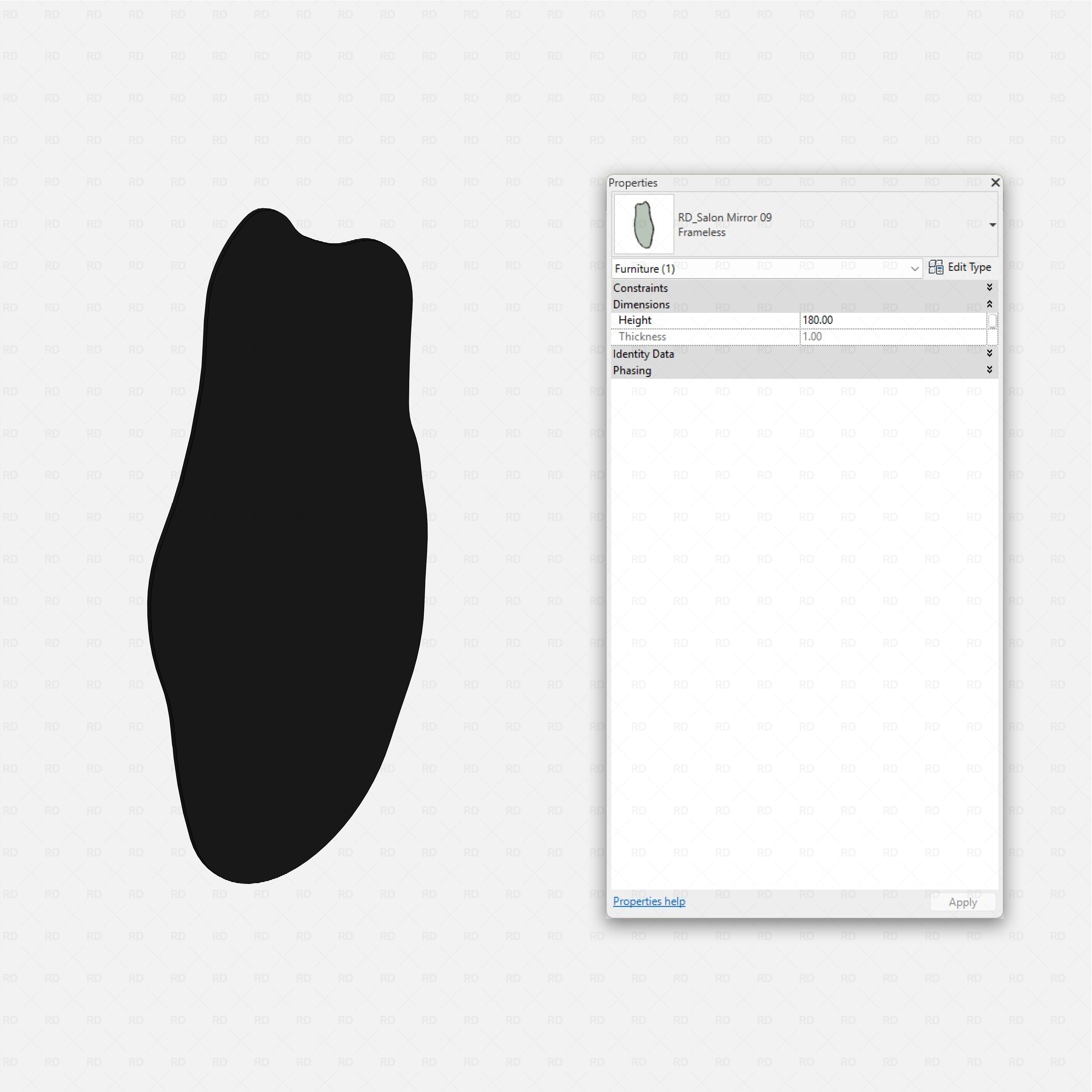 Revit nail studio Pack RD Studio BIM blocks rfa frameless mirror