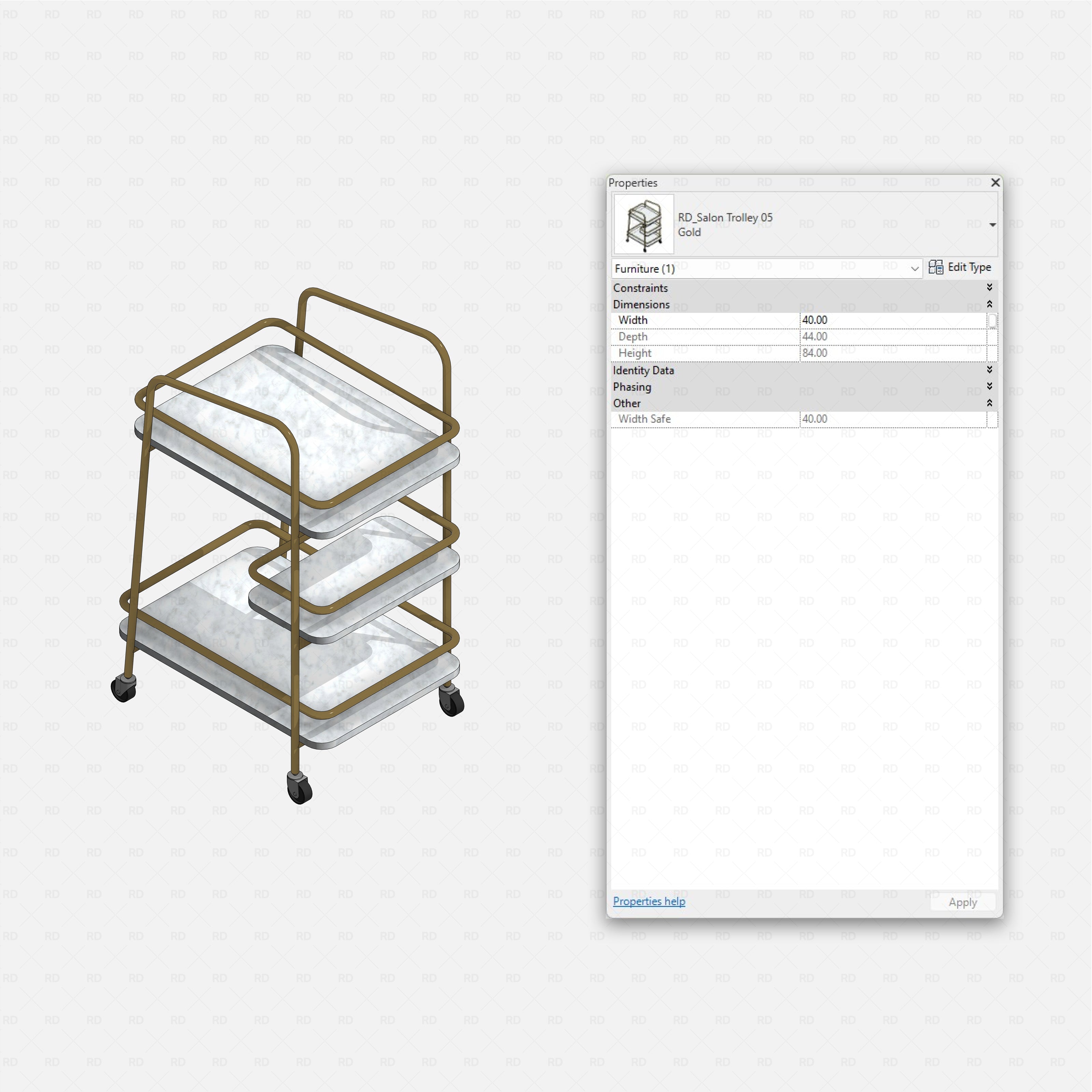 Revit nail studio Pack RD Studio BIM blocks rfa salon trolley