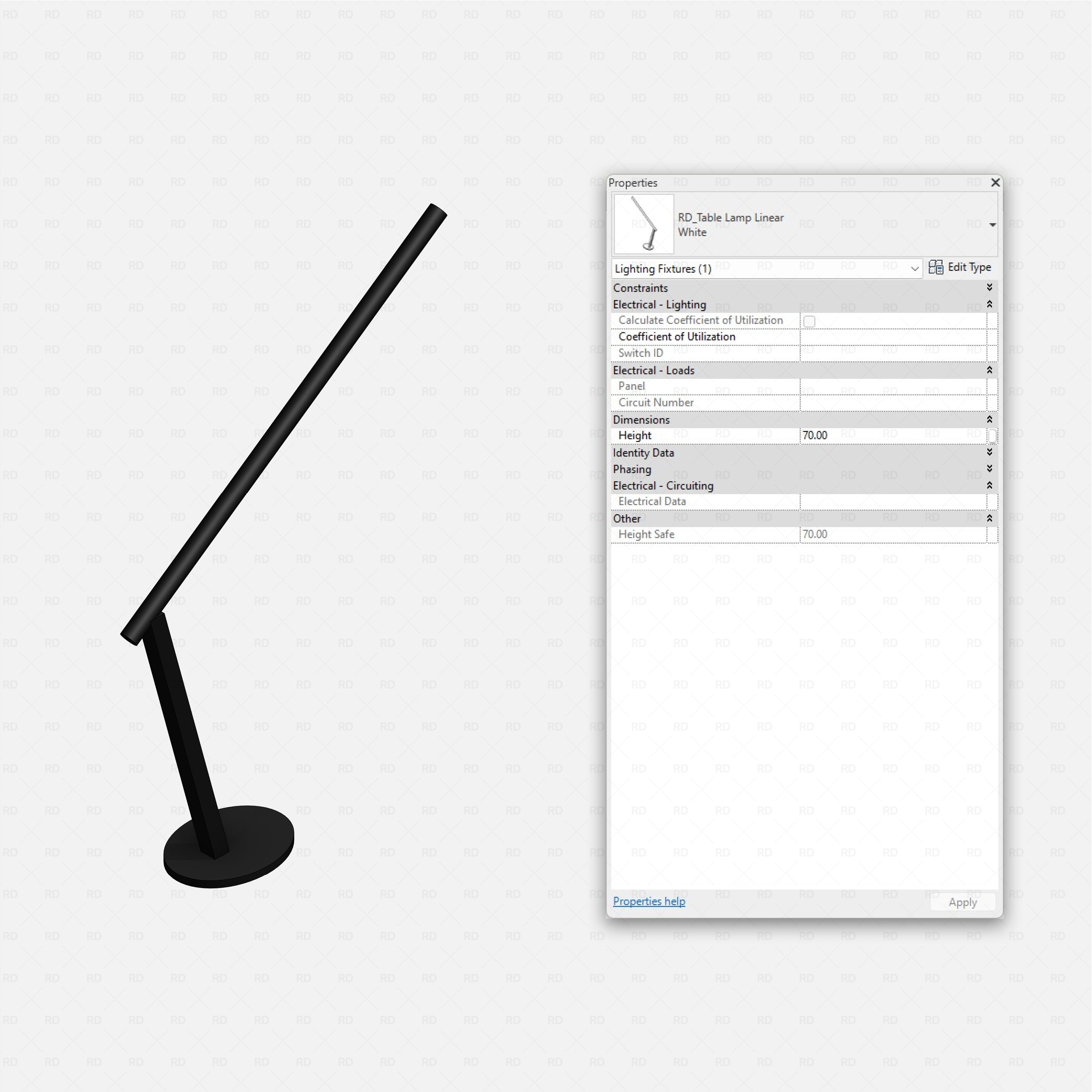 Revit nail studio Pack RD Studio BIM blocks rfa table lamp linear