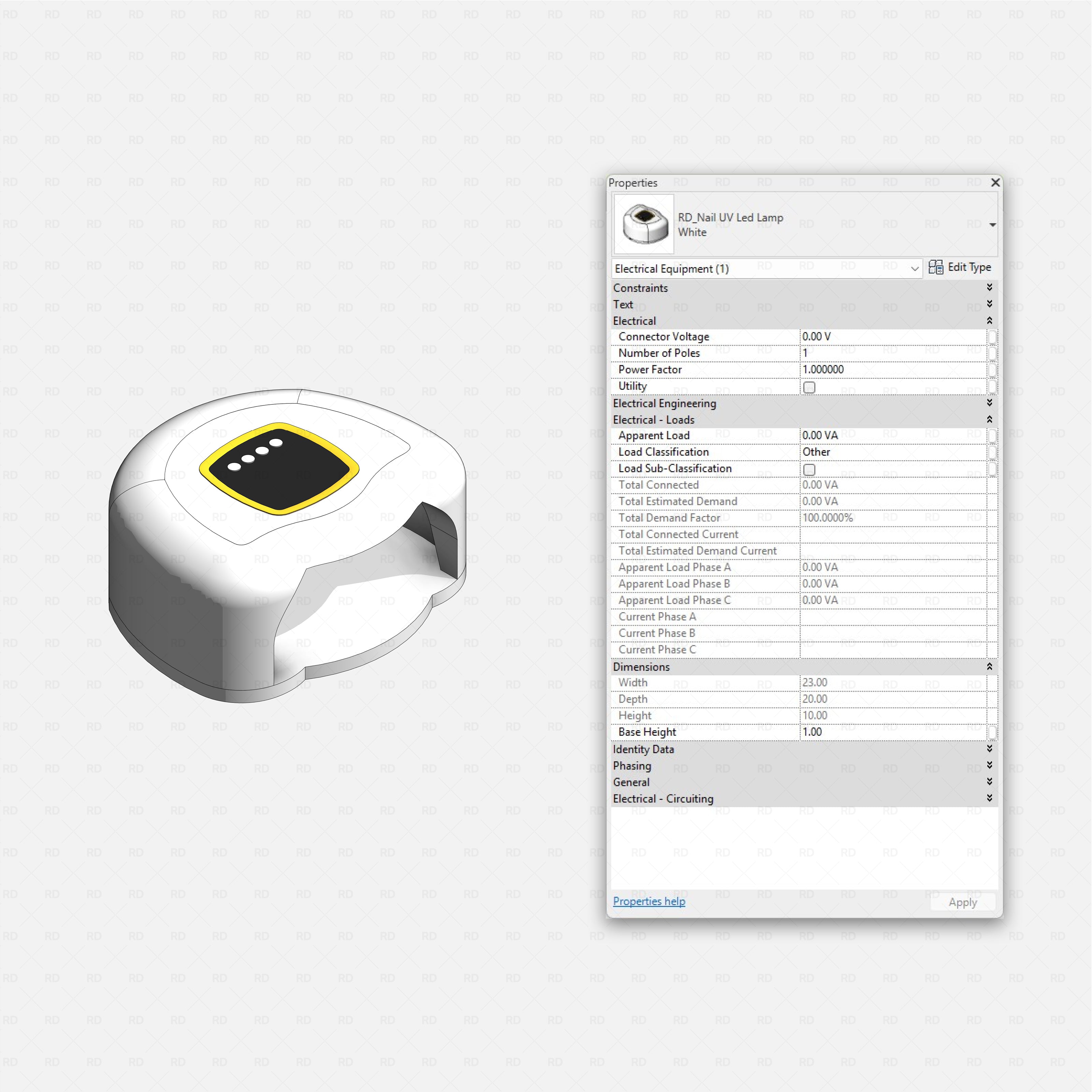 Revit nail studio Pack RD Studio BIM blocks rfa nail uv led lamp