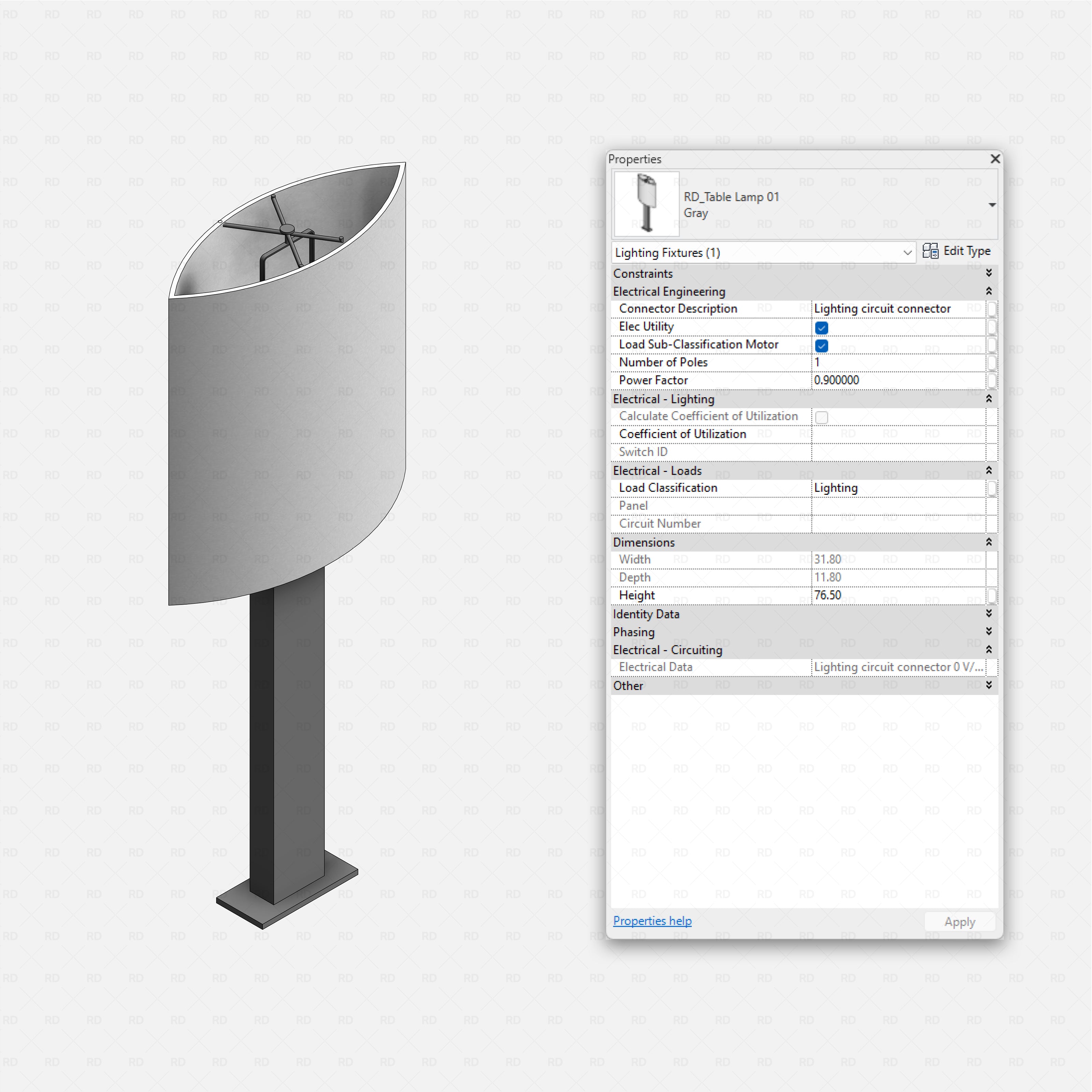 Revit Hospital Neonatal and Pediatric Equipment RD Studio BIM blocks rfa modern table lamp lighting fixture family