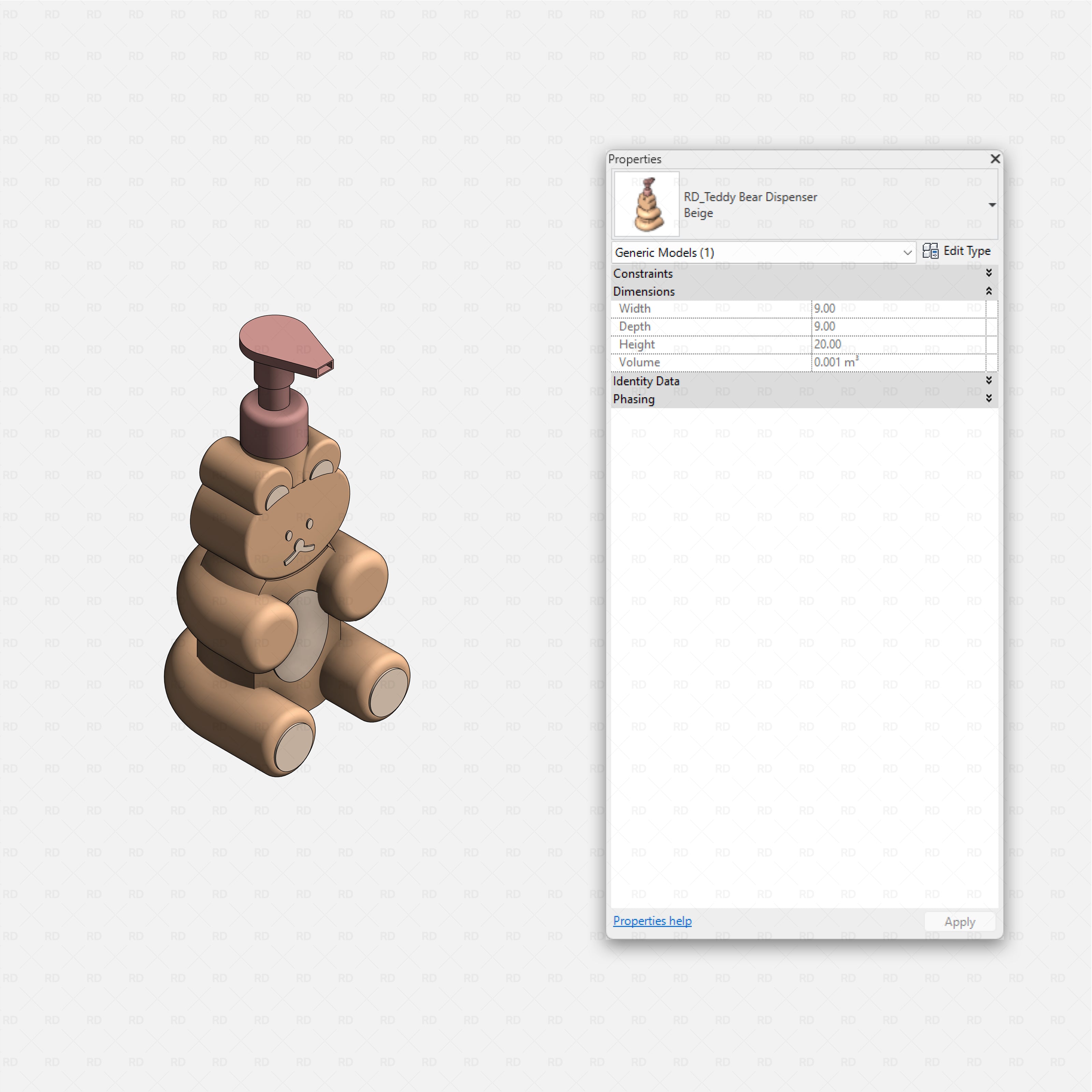 Revit Hospital Neonatal and Pediatric Equipment RD Studio BIM blocks rfa teddy bear soap dispenser decorative family