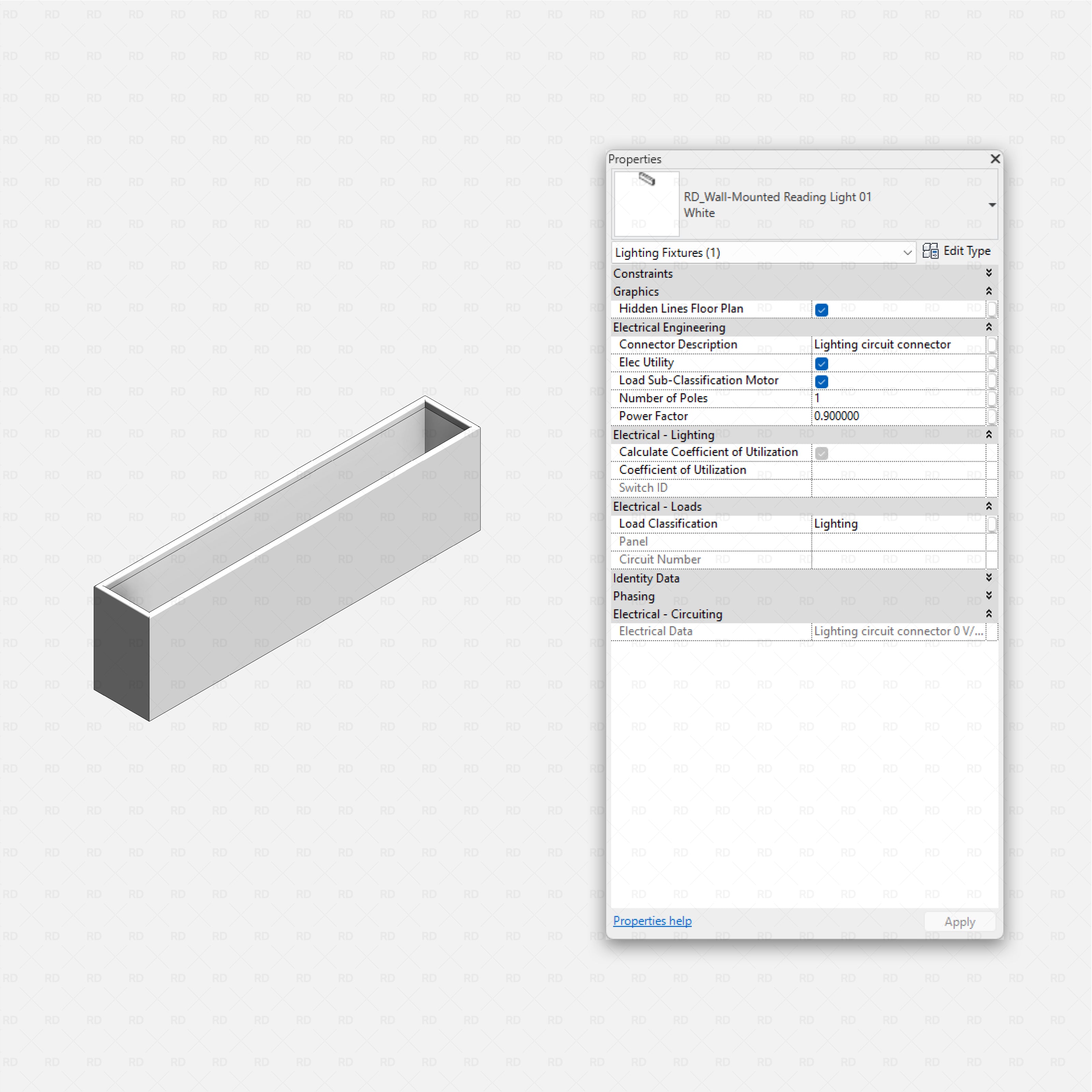Revit Hospital Neonatal and Pediatric Equipment RD Studio BIM blocks rfa wall mounted reading light fixture family