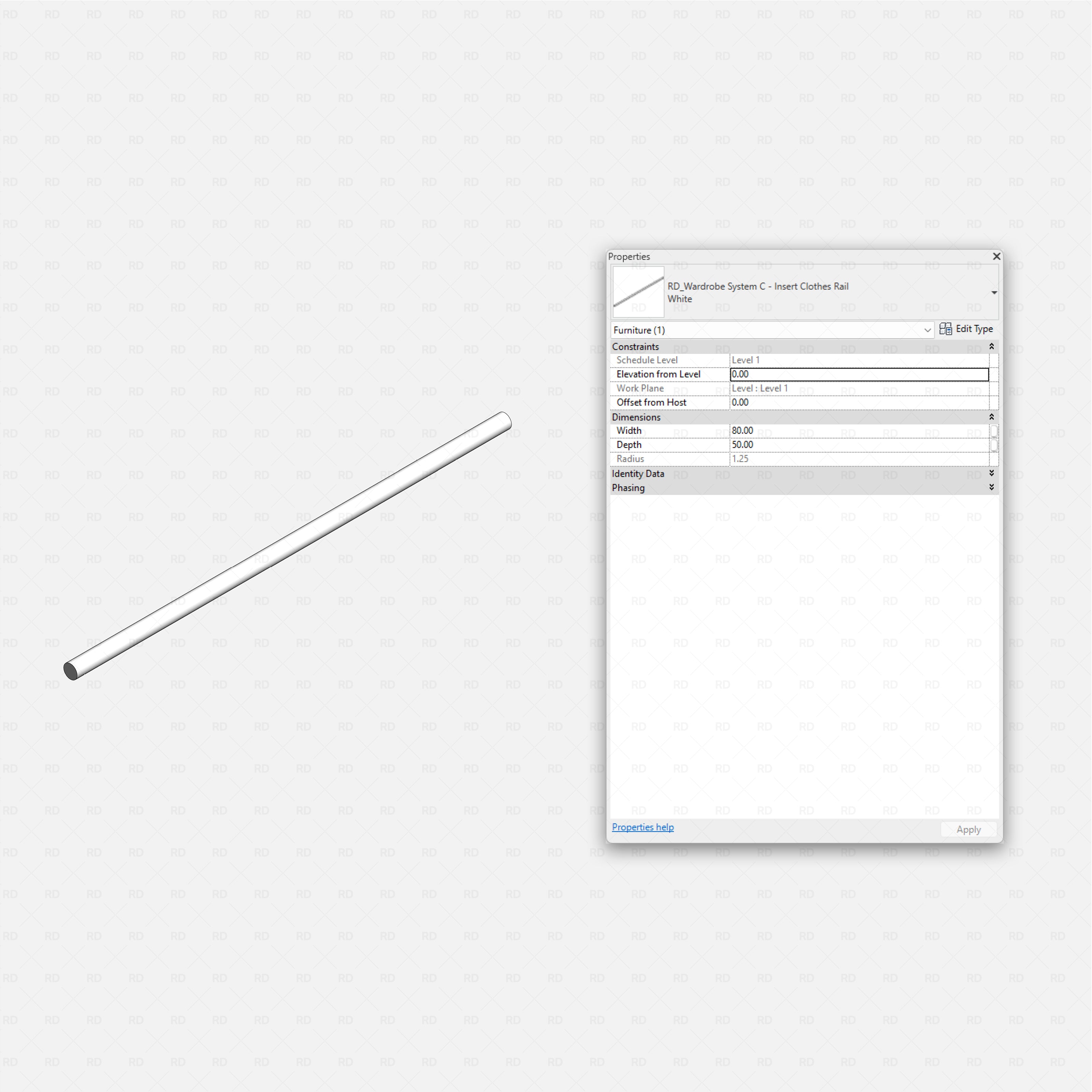 Revit Open Wardrobe System 03 (Side Unit) RD Studio BIM blocks rfa, clothes rail insert with properties