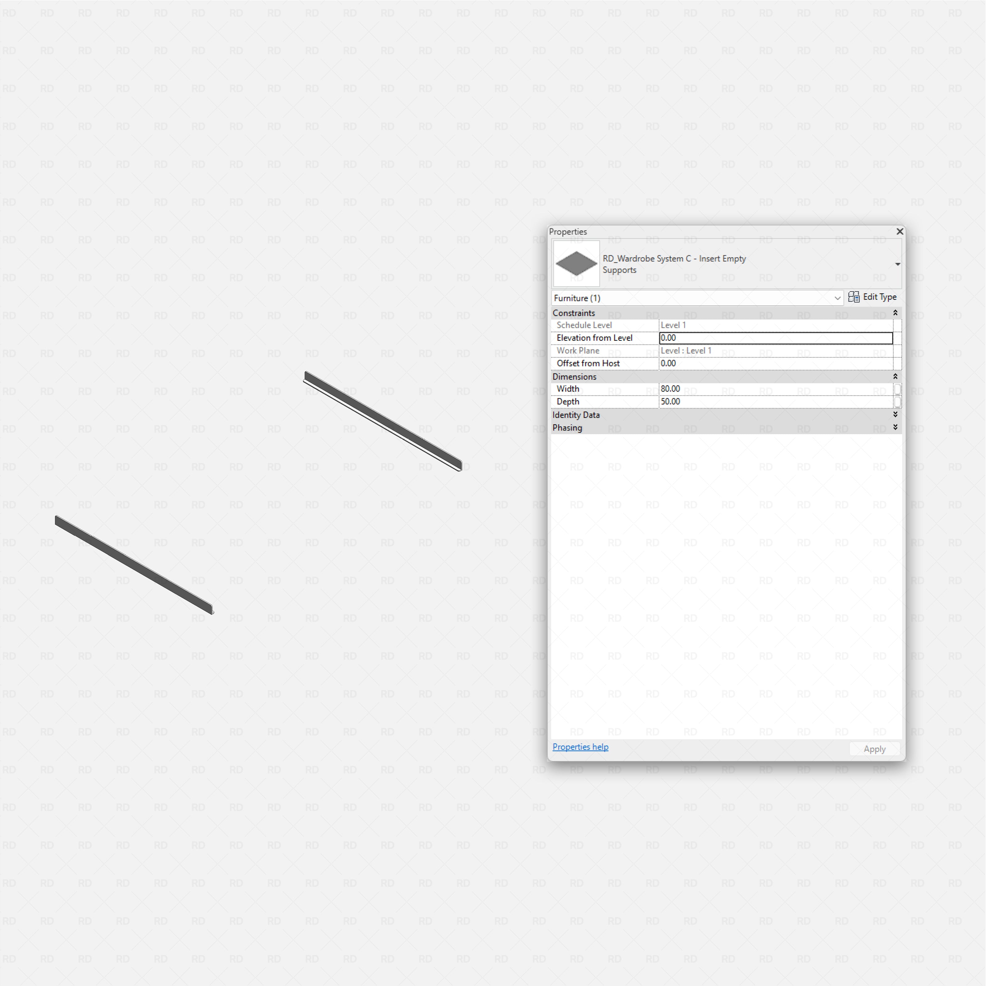 Revit Open Wardrobe System 03 (Side Unit) RD Studio BIM blocks rfa, empty support bars insert