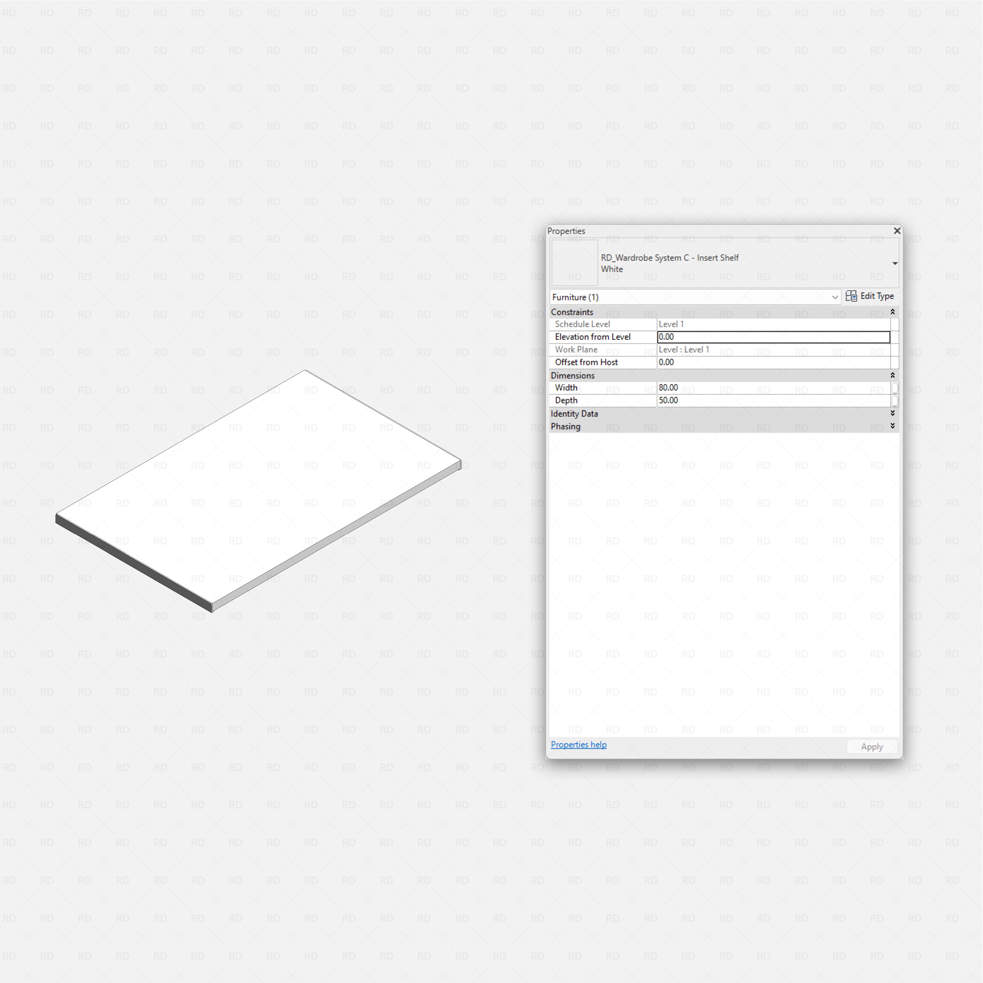 Revit Open Wardrobe System 03 (Side Unit) RD Studio BIM blocks rfa, plain shelf insert