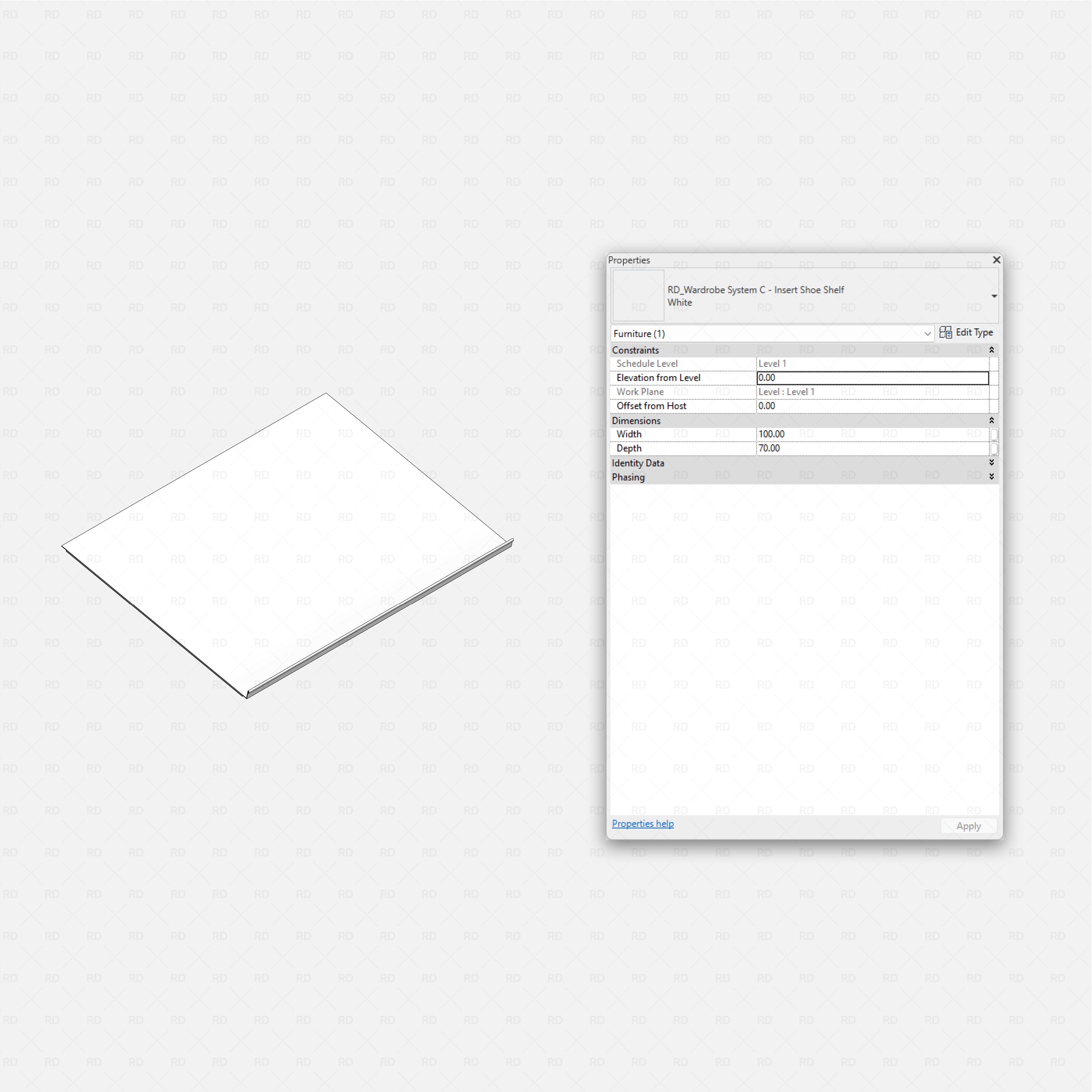 Revit Open Wardrobe System 03 (Posts Structure) RD Studio BIM blocks rfa, shoe shelf insert, adjustable dimensions